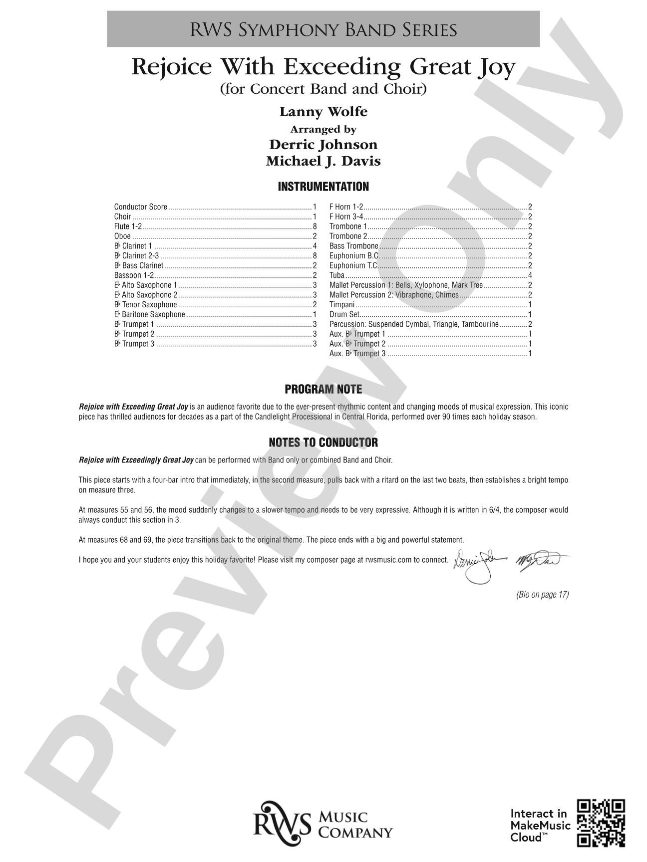 Rejoice With Exceeding Great Joy (for Concert Band and Choir): Concert Band Conductor Score & Parts