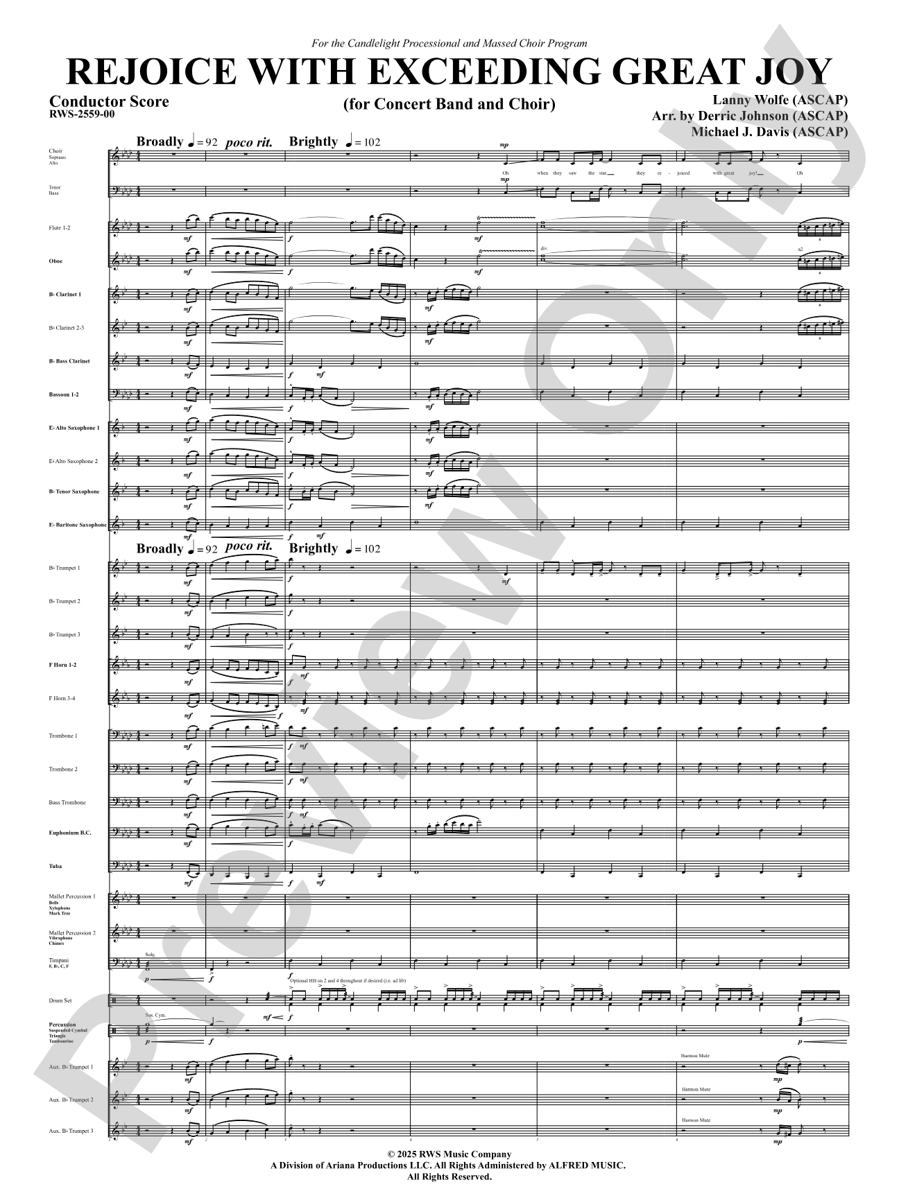 Rejoice With Exceeding Great Joy (for Concert Band and Choir): Concert Band Conductor Score & Parts