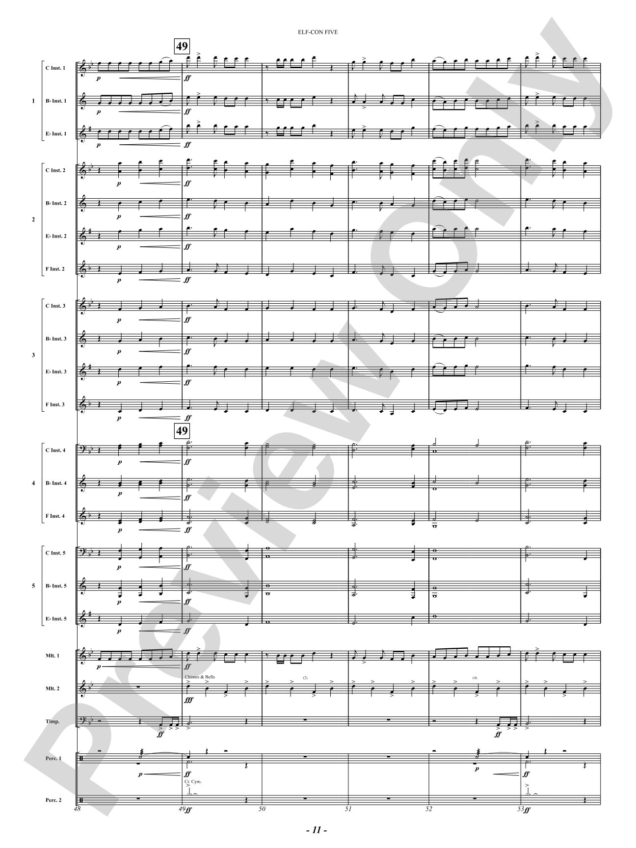 ELF-CON FIVE (All Is Calm): Concert Band Conductor Score & Parts