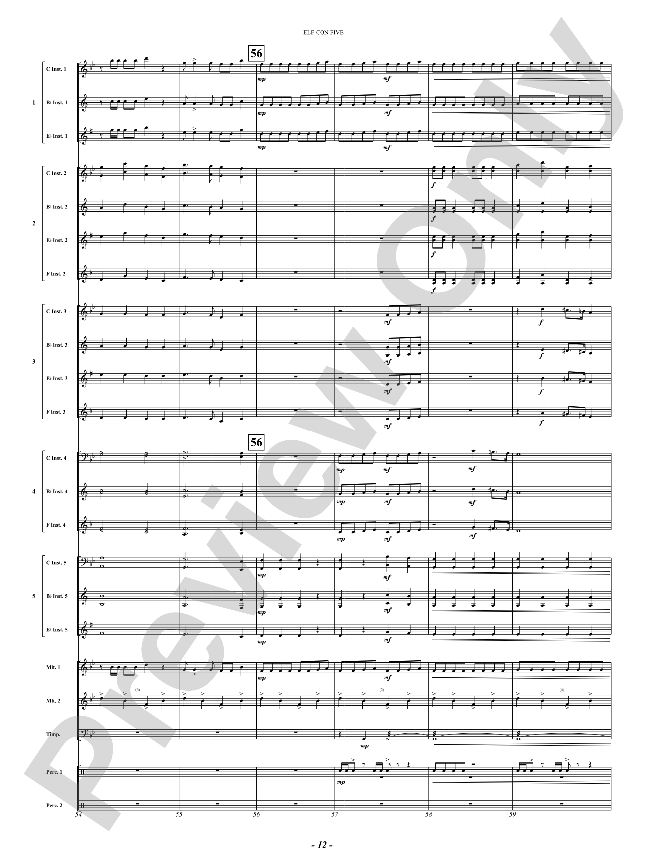 ELF-CON FIVE (All Is Calm): Concert Band Conductor Score & Parts