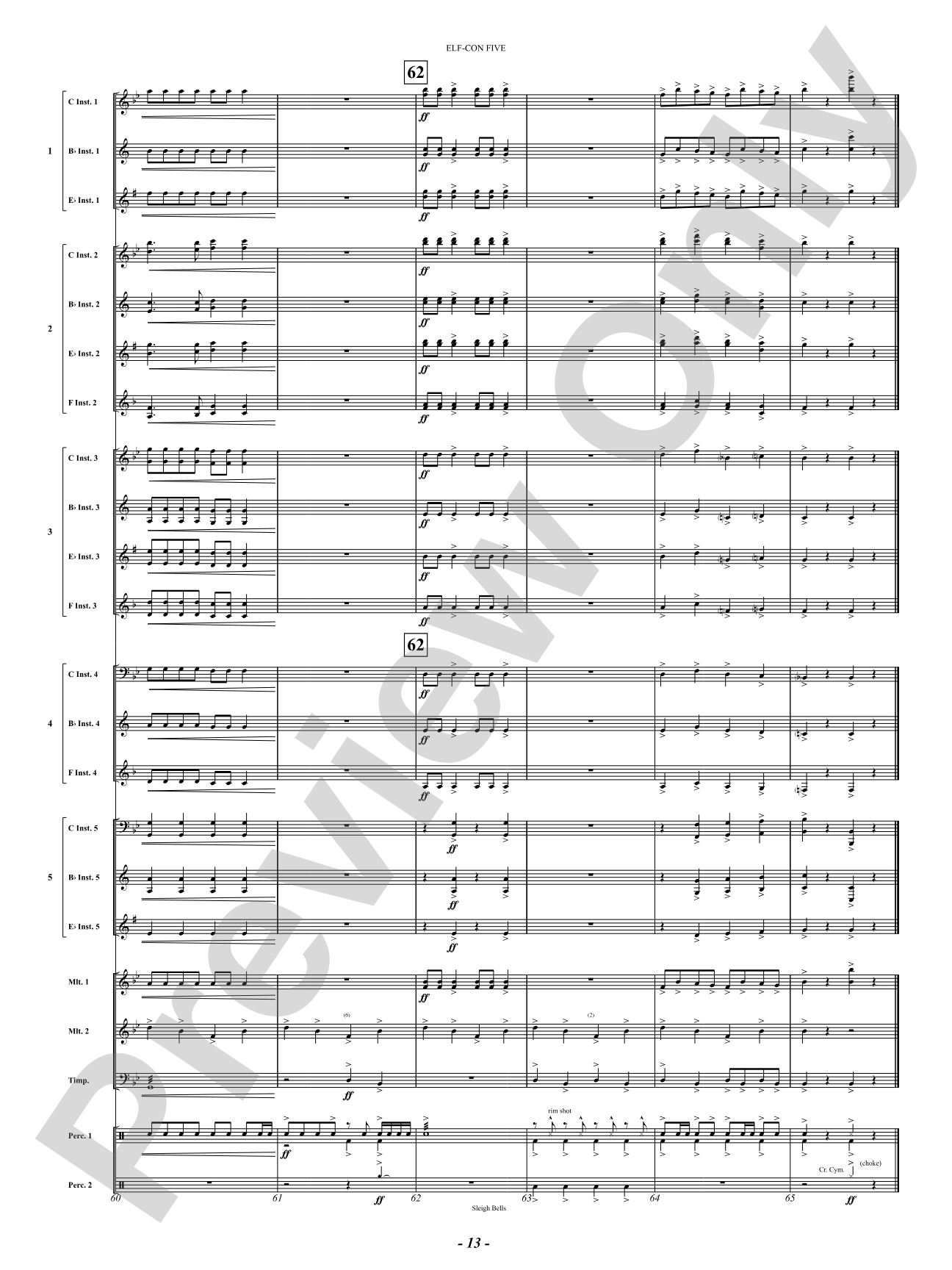 ELF-CON FIVE (All Is Calm): Concert Band Conductor Score & Parts