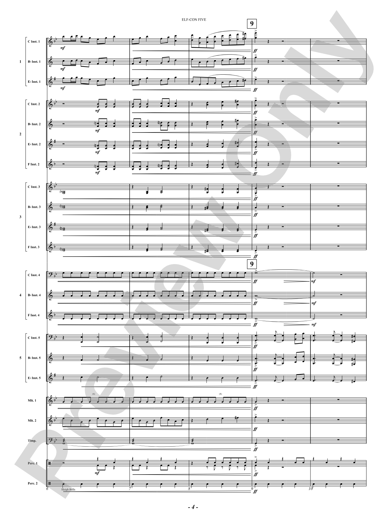 ELF-CON FIVE (All Is Calm): Concert Band Conductor Score & Parts