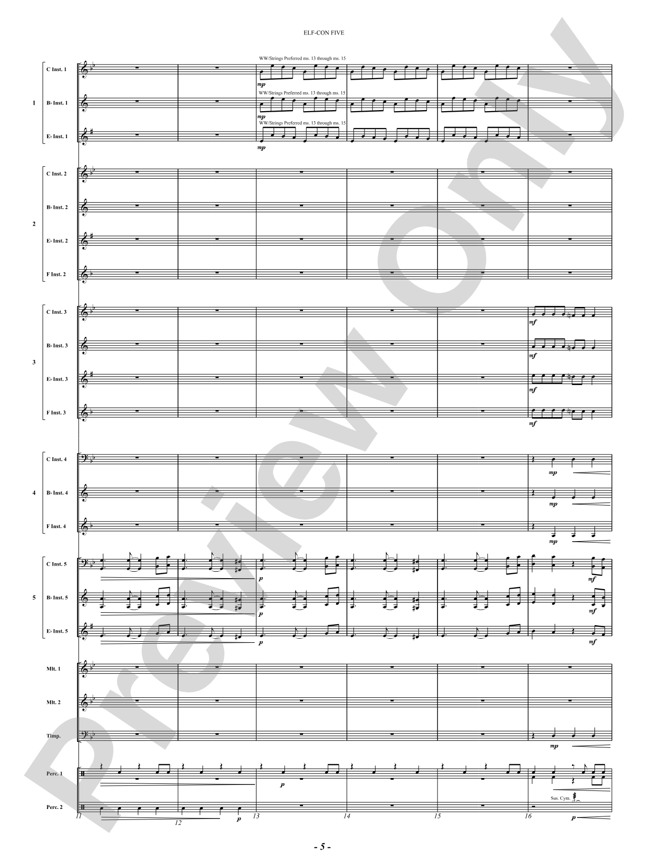 ELF-CON FIVE (All Is Calm): Concert Band Conductor Score & Parts