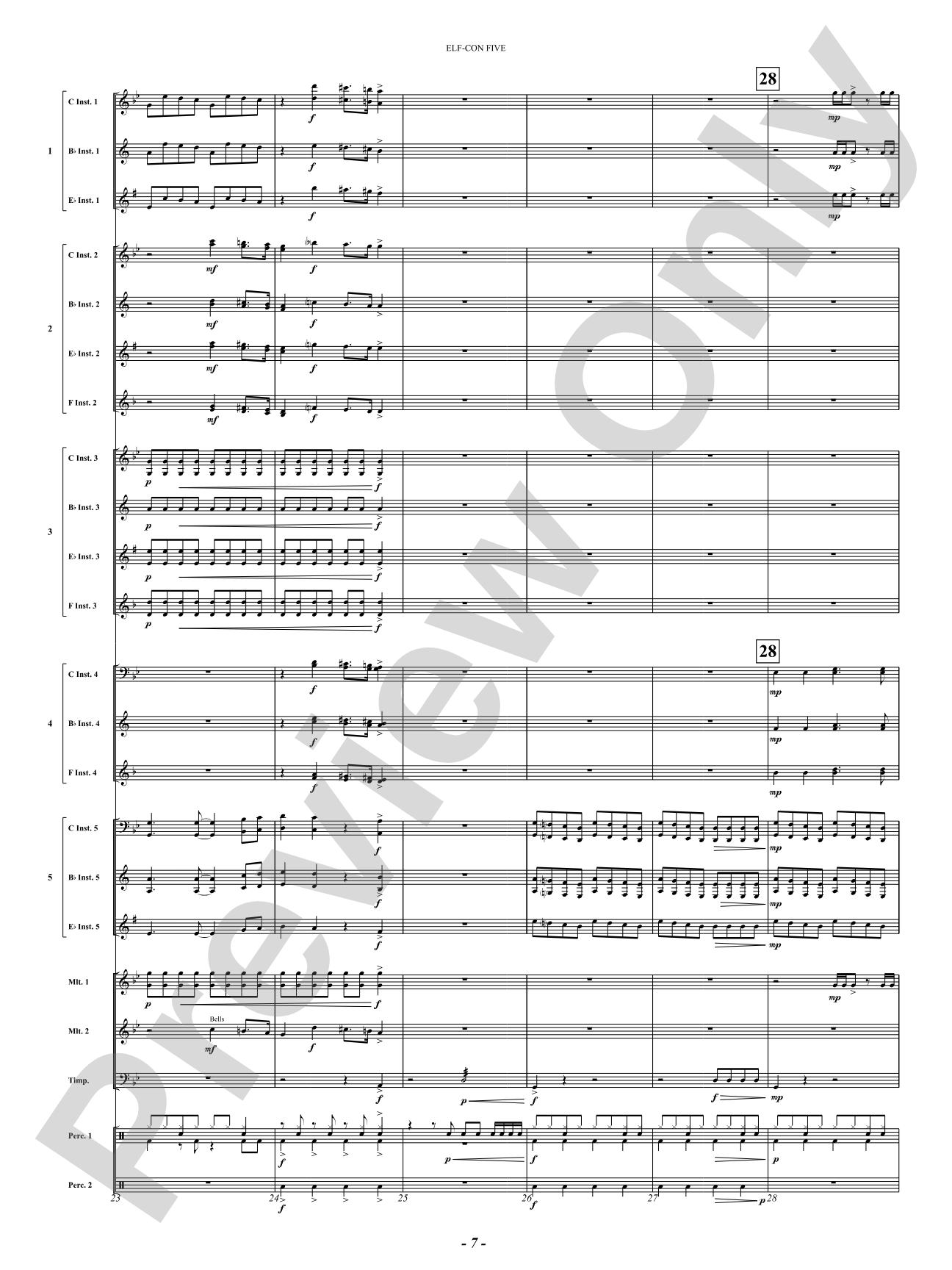 ELF-CON FIVE (All Is Calm): Concert Band Conductor Score & Parts