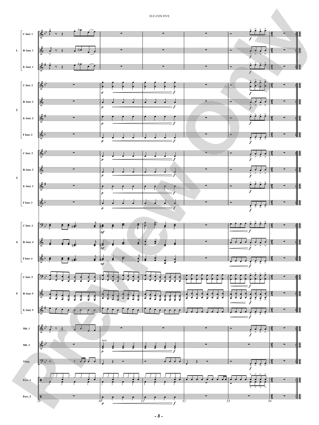 ELF-CON FIVE (All Is Calm): Concert Band Conductor Score & Parts