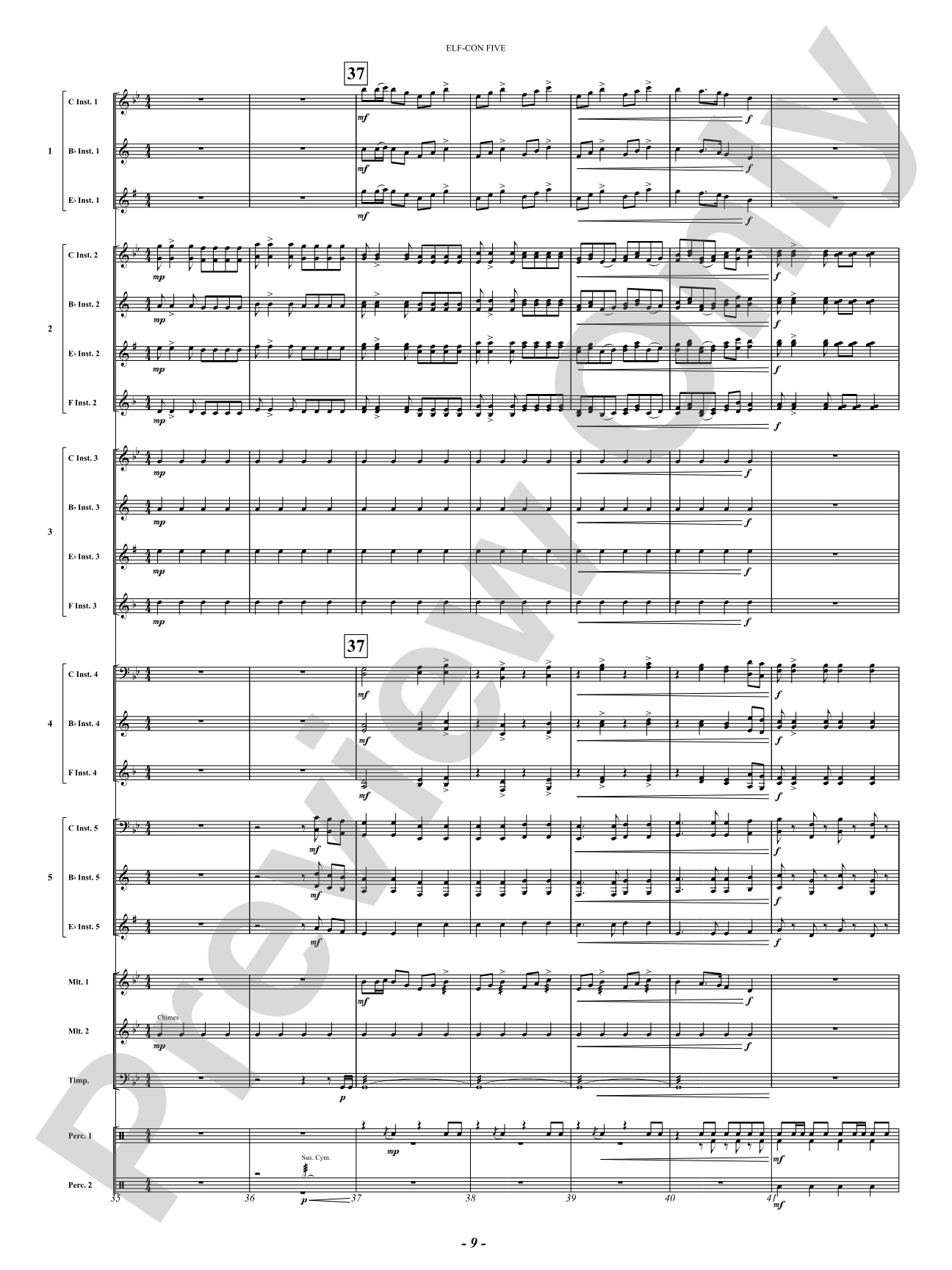 ELF-CON FIVE (All Is Calm): Concert Band Conductor Score & Parts