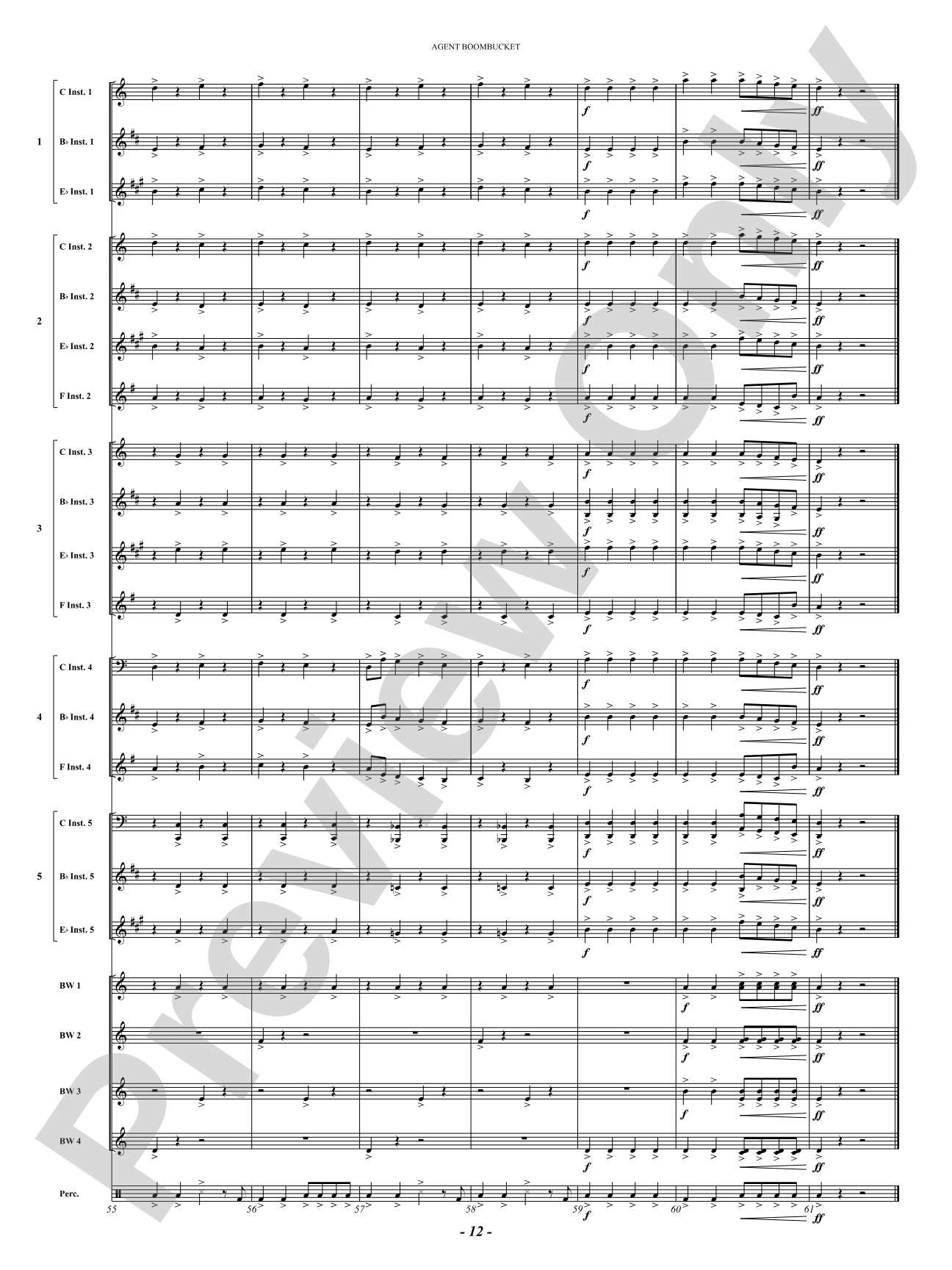 Agent Boombucket: Concert Band Conductor Score & Parts