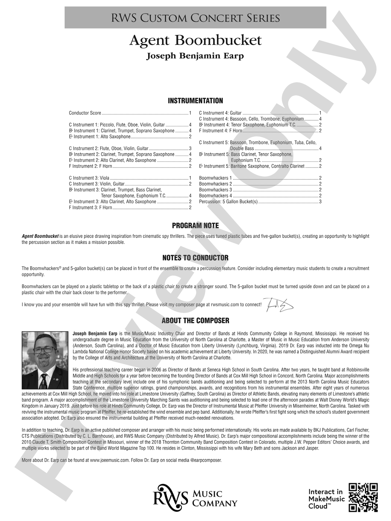 Agent Boombucket: Concert Band Conductor Score & Parts