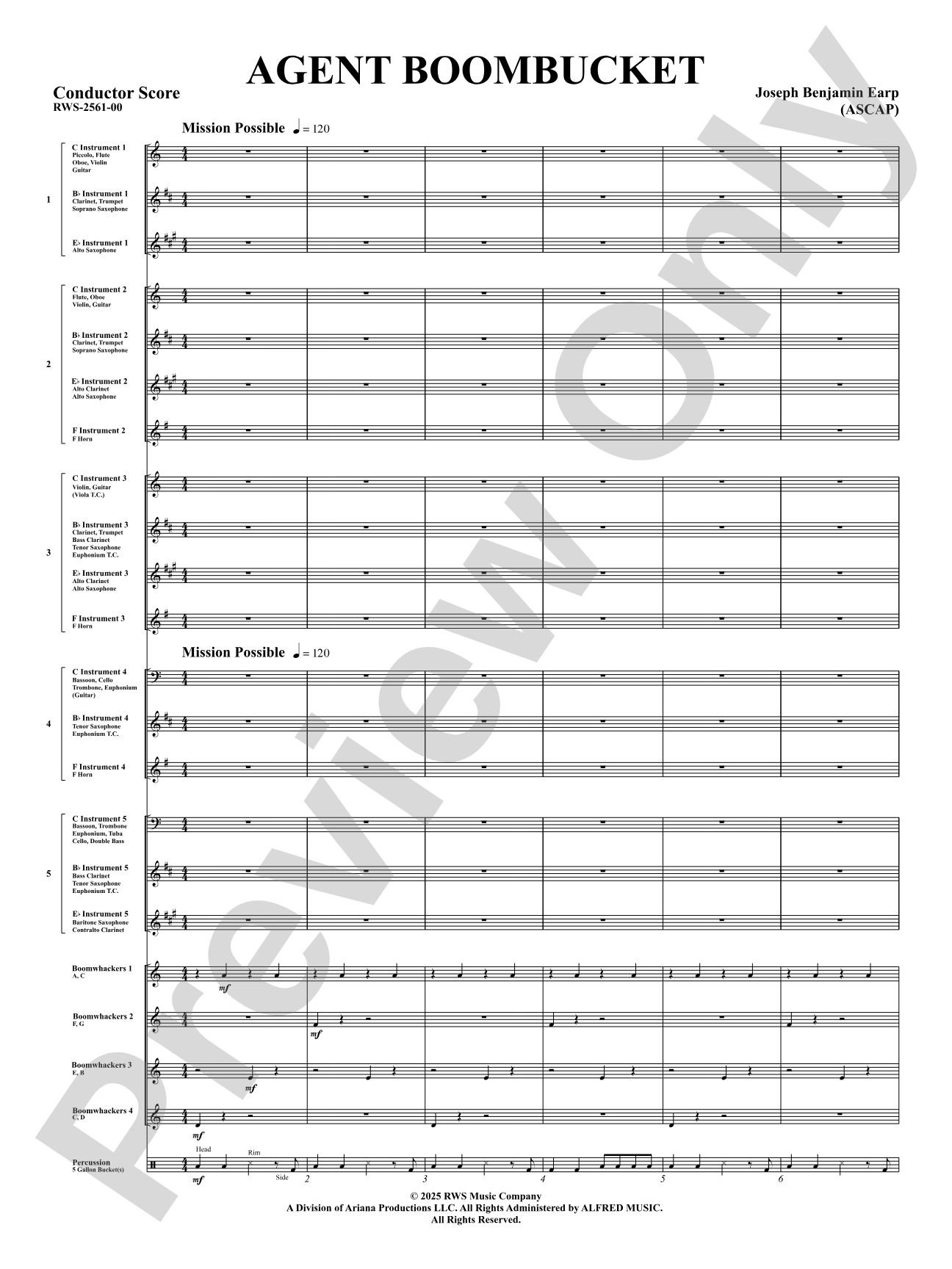 Agent Boombucket: Concert Band Conductor Score & Parts