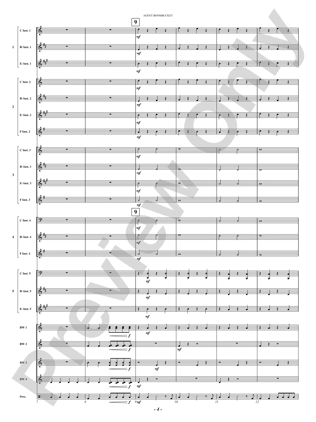 Agent Boombucket: Concert Band Conductor Score & Parts