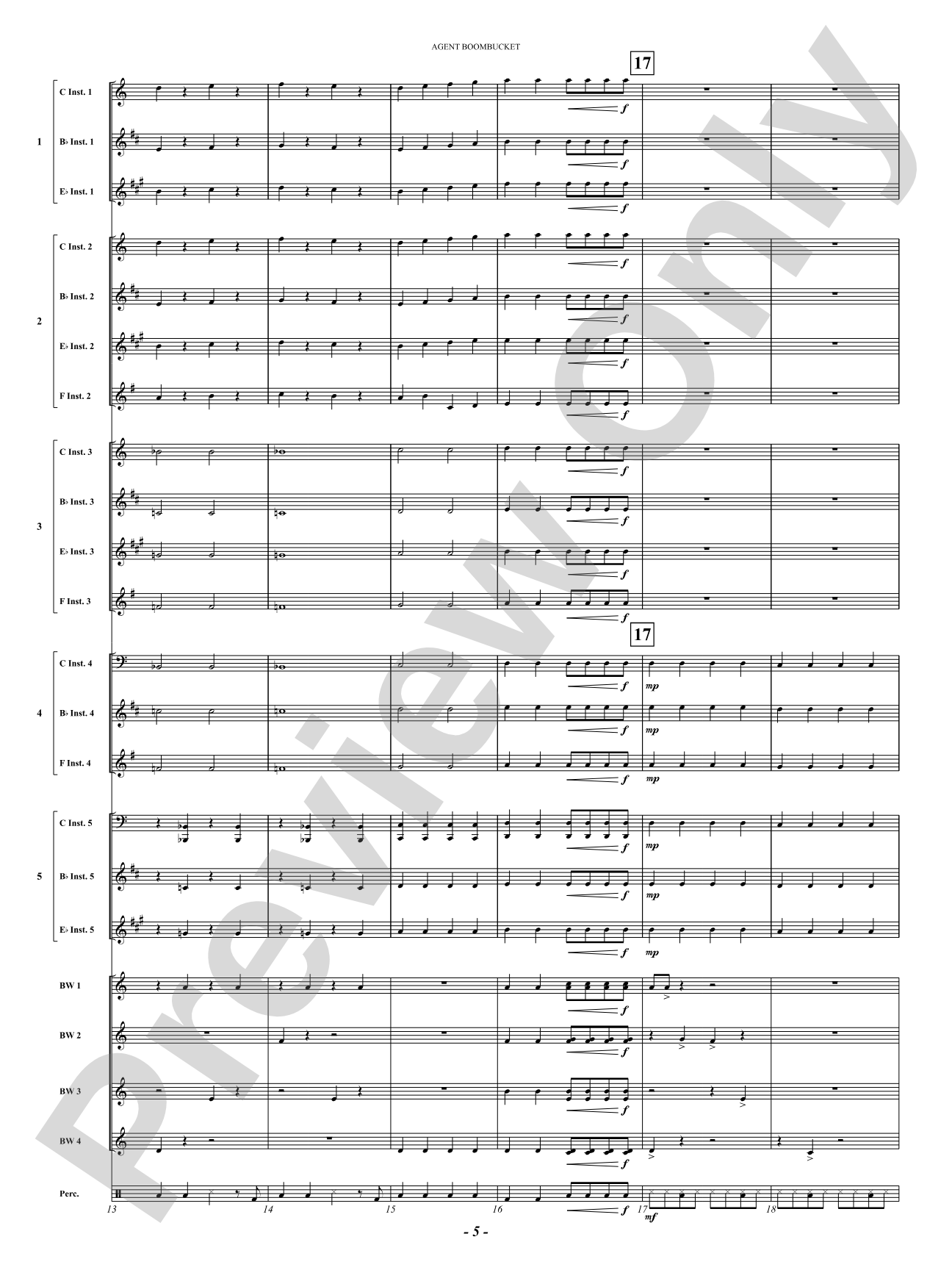 Agent Boombucket: Concert Band Conductor Score & Parts
