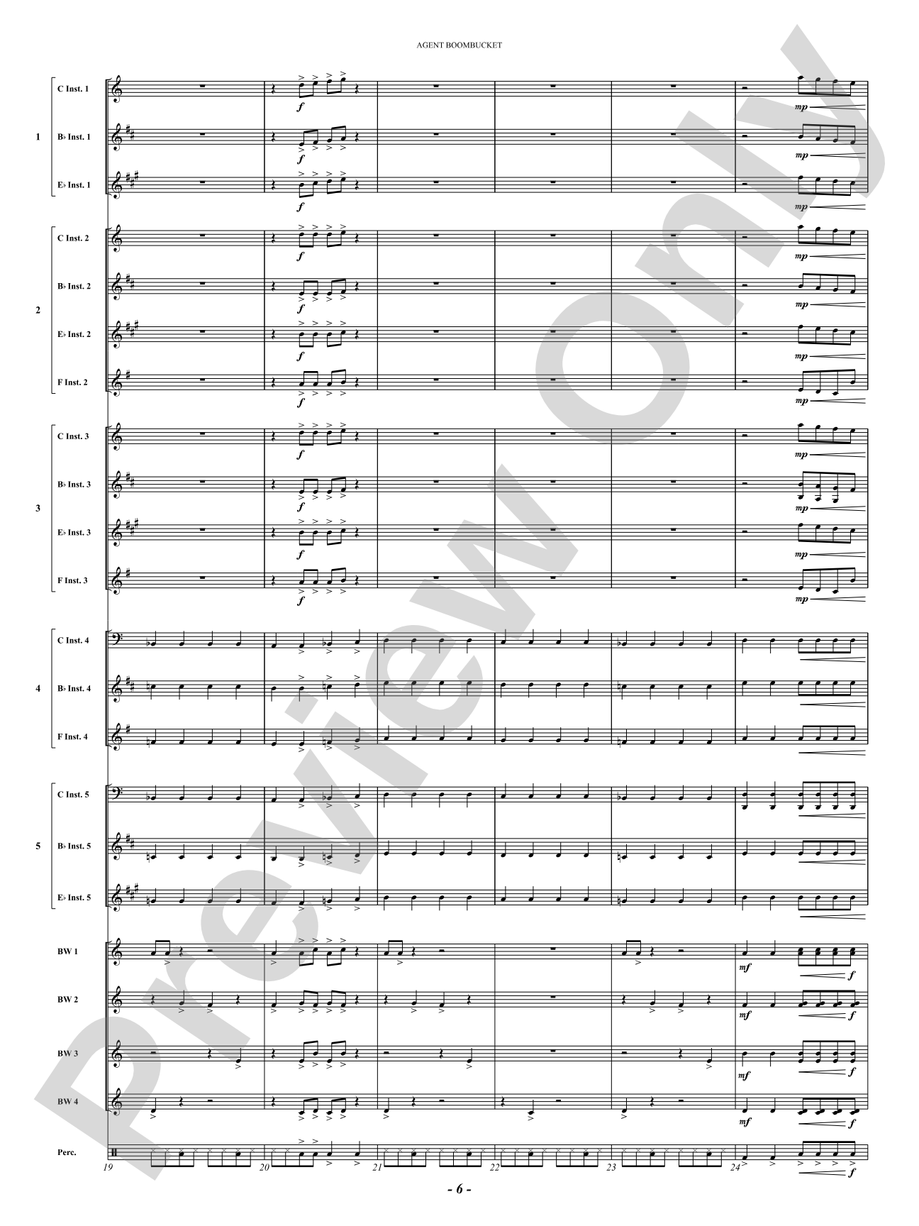 Agent Boombucket: Concert Band Conductor Score & Parts