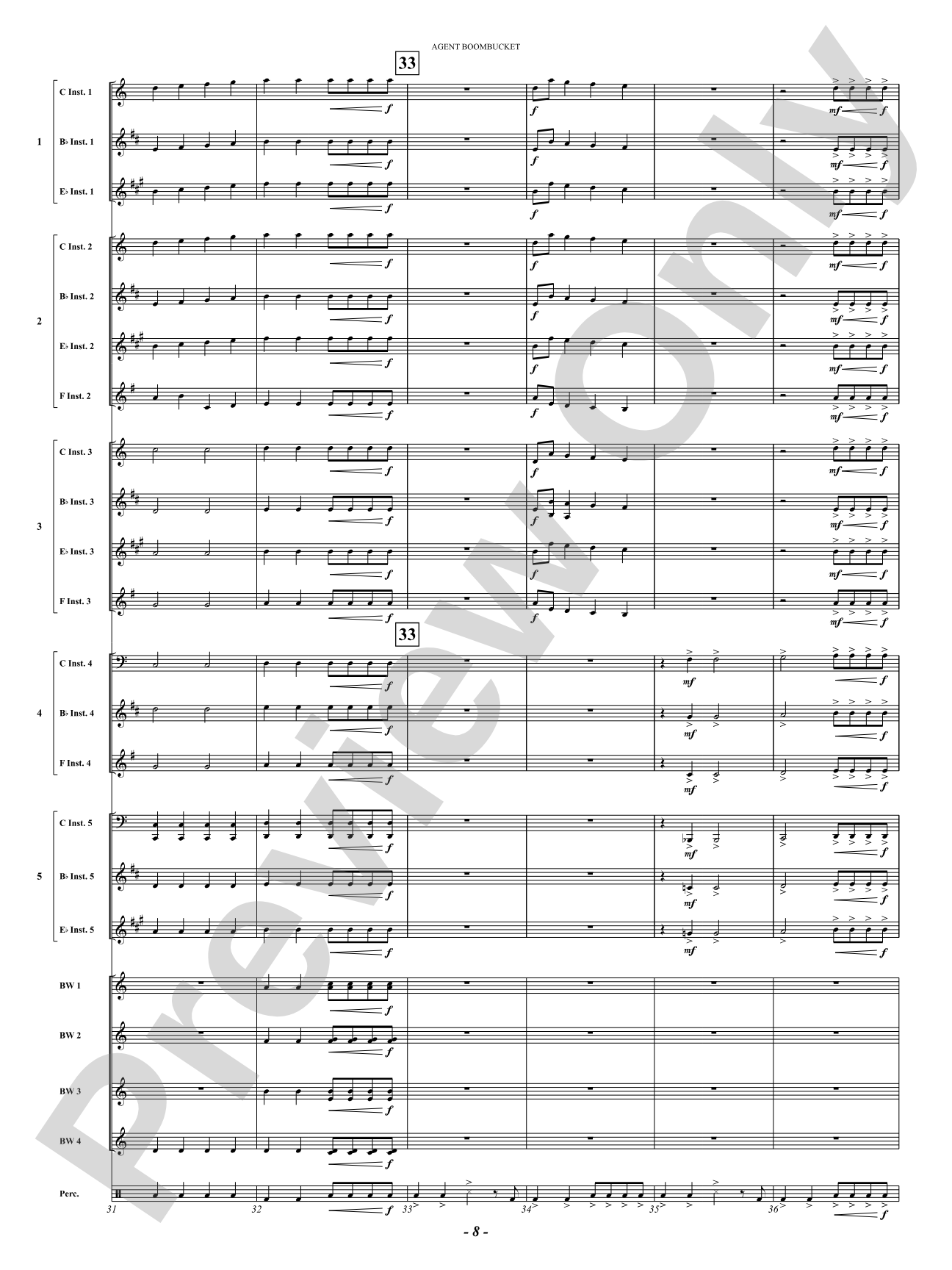 Agent Boombucket: Concert Band Conductor Score & Parts