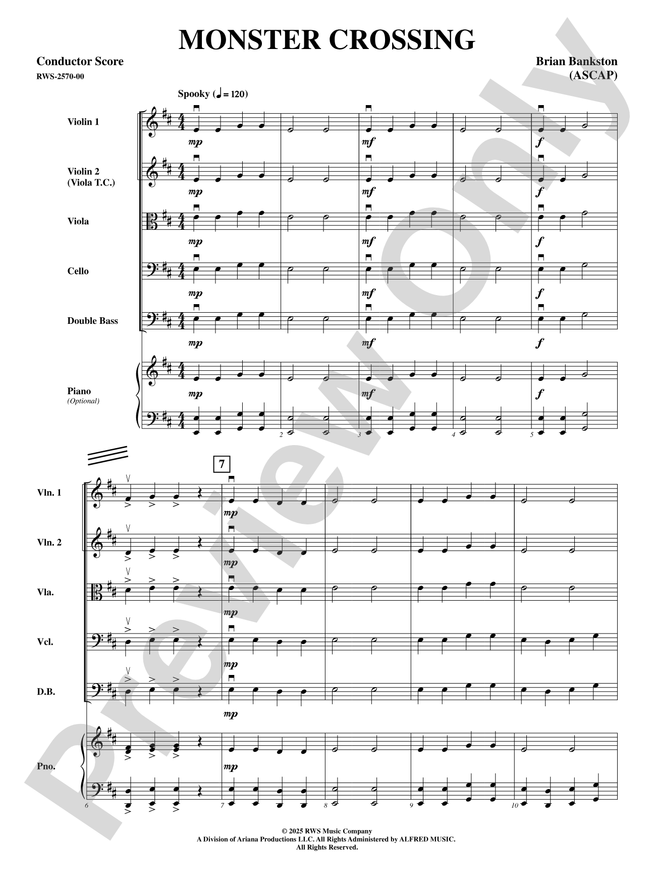 Monster Crossing: String Orchestra Conductor Score & Parts