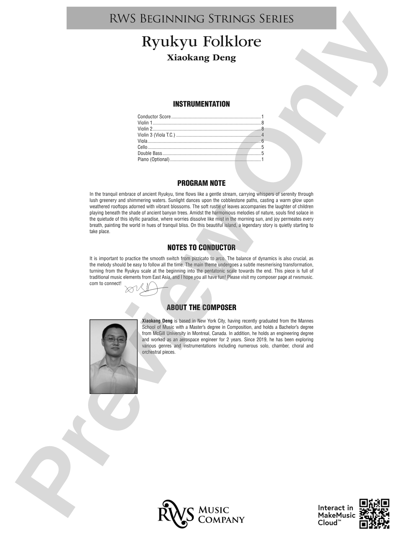 Ryukyu Folklore: String Orchestra Conductor Score & Parts