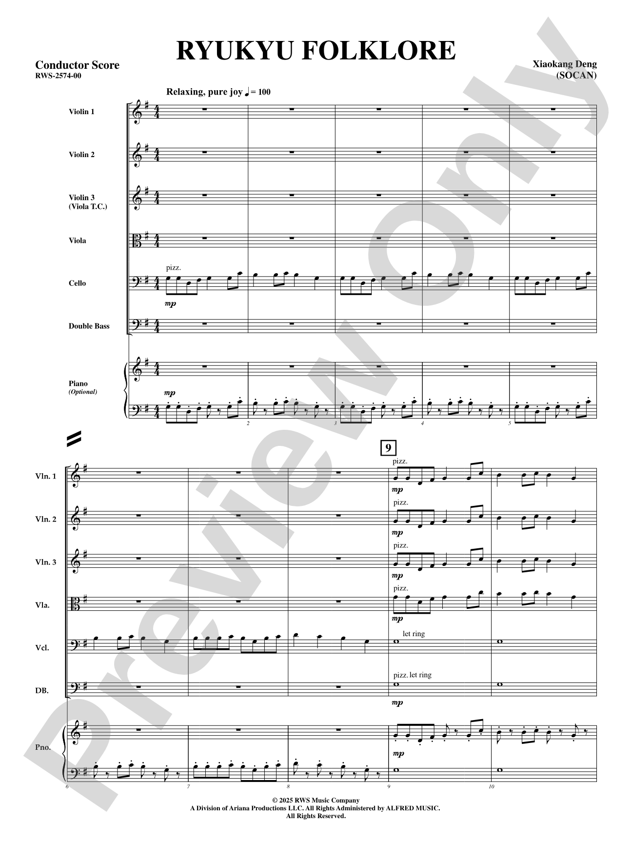 Ryukyu Folklore: String Orchestra Conductor Score & Parts