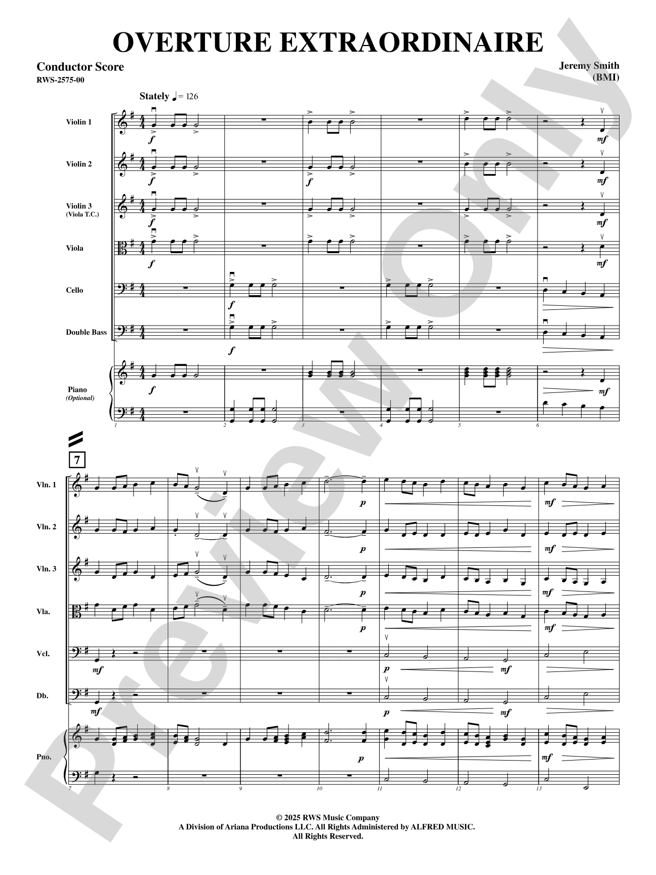 Overture Extraordinaire: String Orchestra Conductor Score & Parts