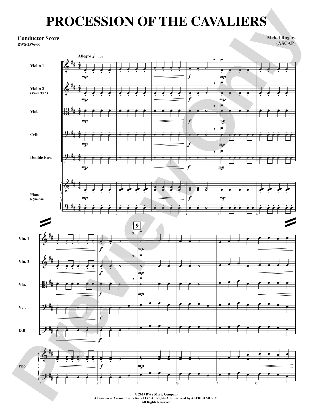 Procession Of The Cavaliers: String Orchestra Conductor Score & Parts
