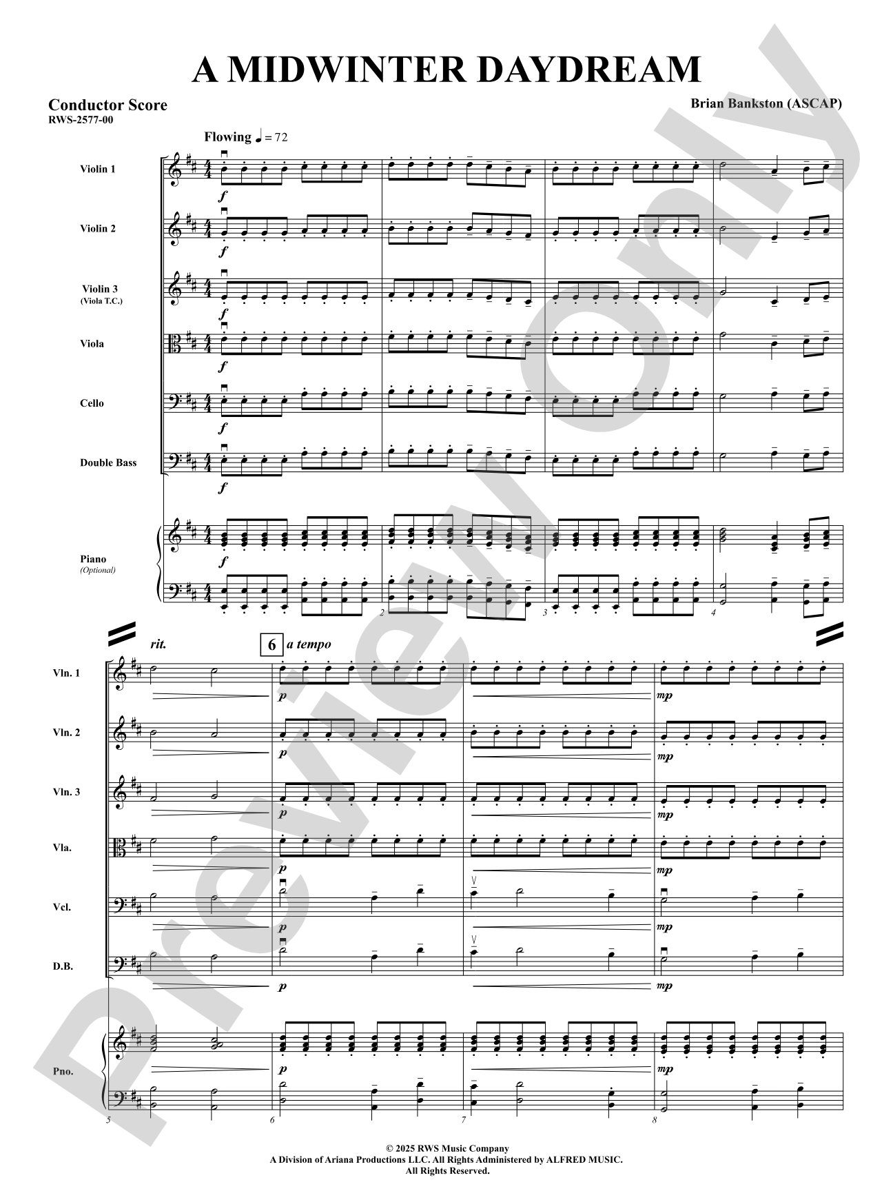 A Midwinter Daydream: String Orchestra Conductor Score & Parts