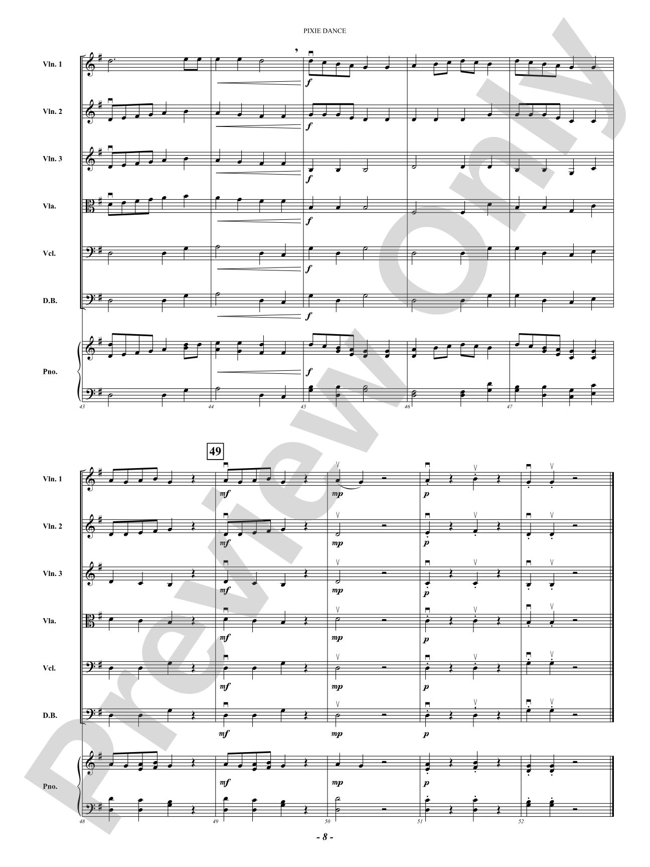 Pixie Dance: String Orchestra Conductor Score & Parts