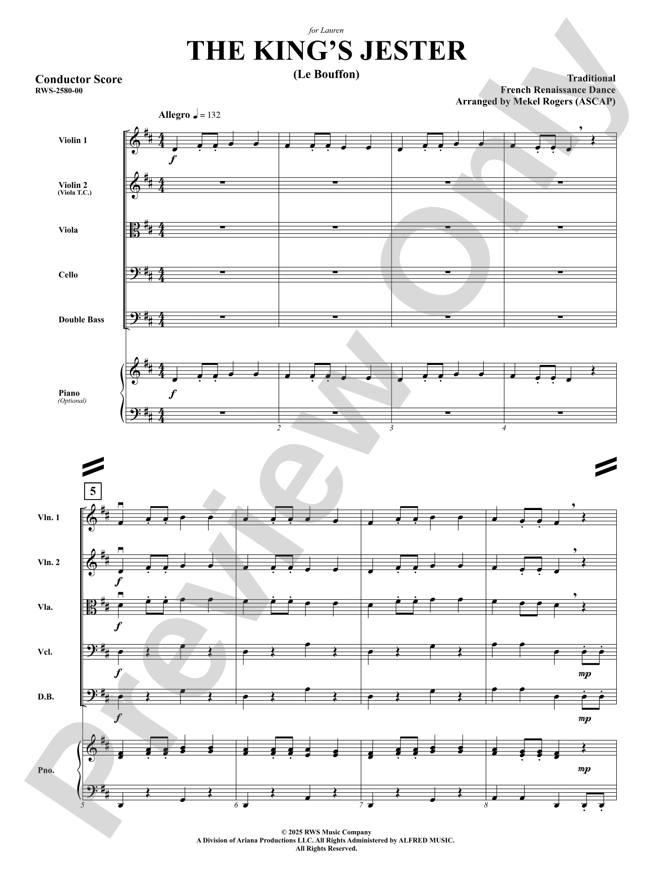 The King's Jester (Le Buffon): String Orchestra Conductor Score & Parts