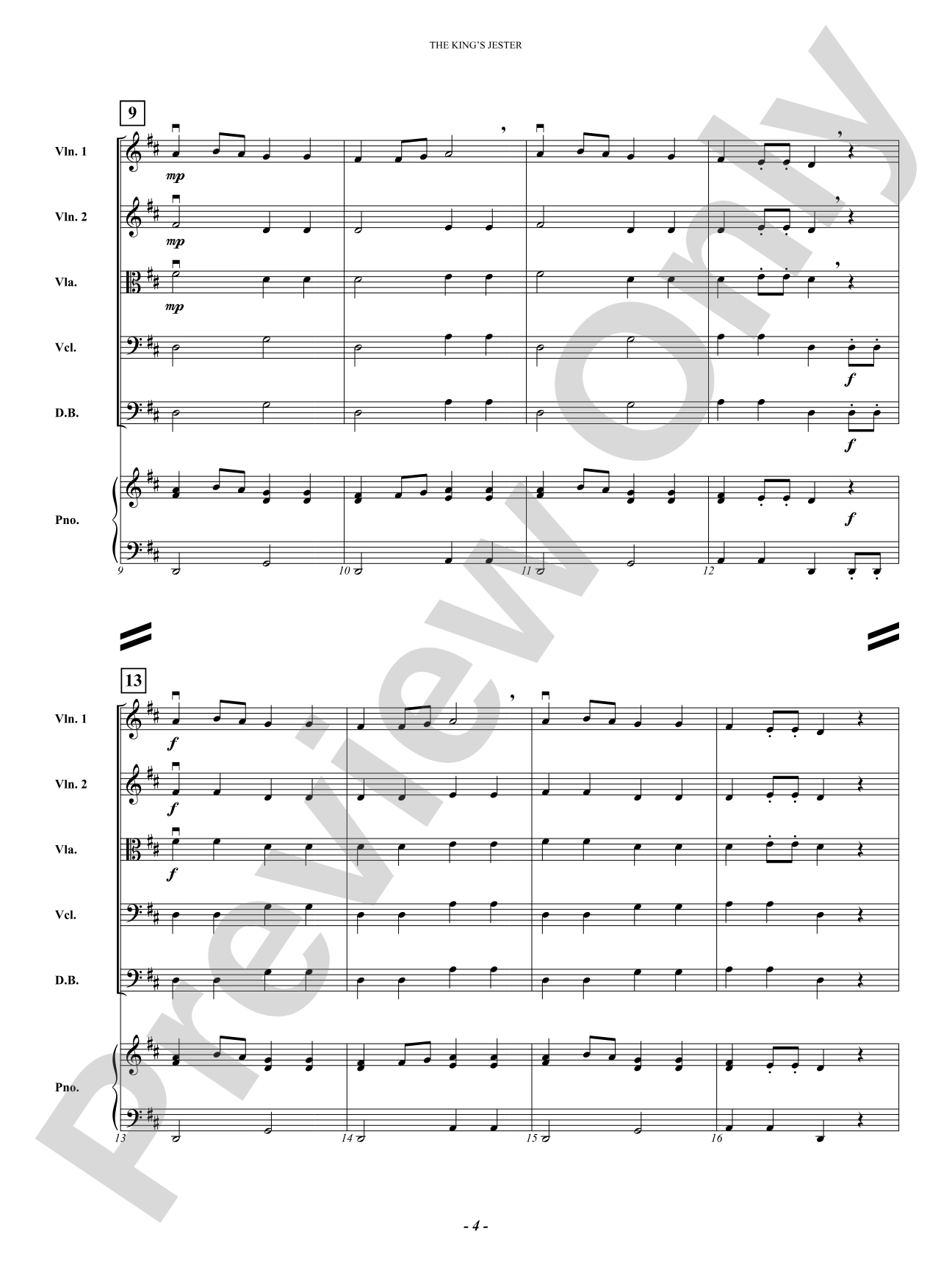 The King's Jester (Le Buffon): String Orchestra Conductor Score & Parts