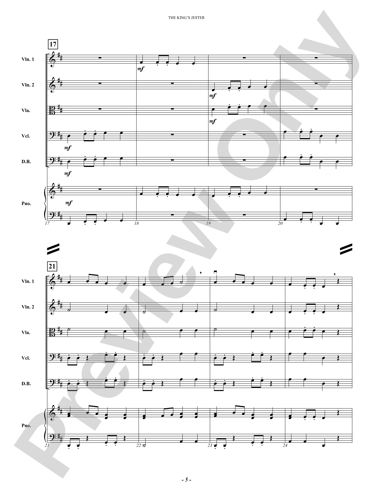 The King's Jester (Le Buffon): String Orchestra Conductor Score & Parts