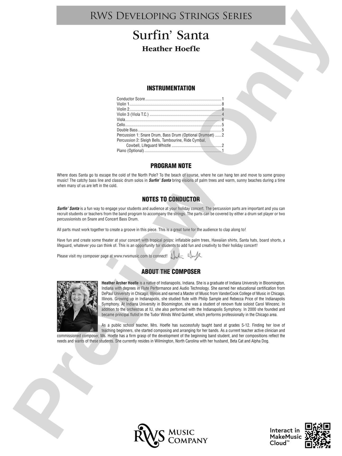 Surfin' Santa: String Orchestra Conductor Score & Parts