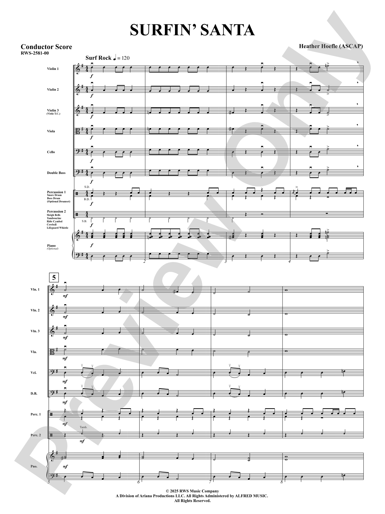 Surfin' Santa: String Orchestra Conductor Score & Parts