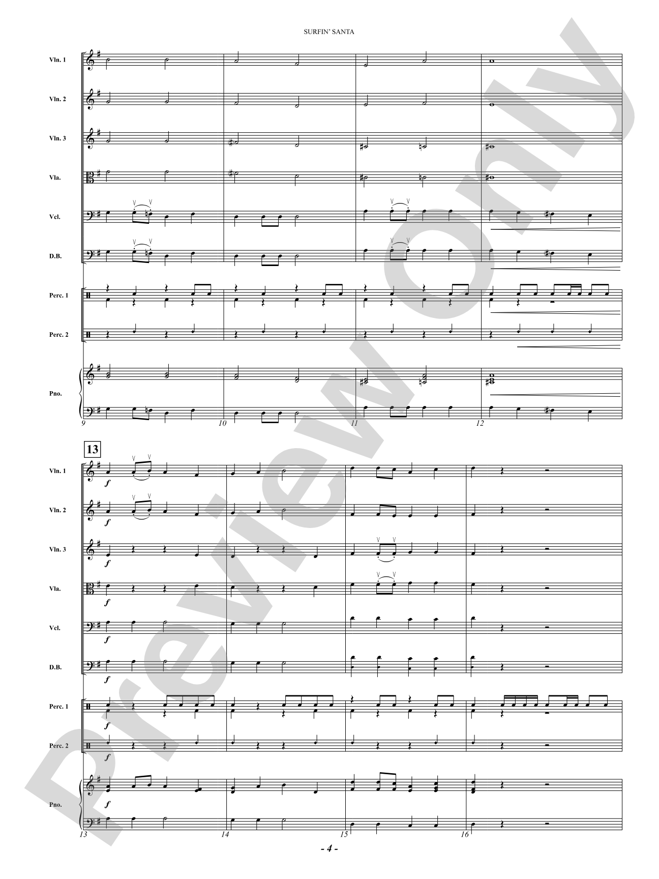 Surfin' Santa: String Orchestra Conductor Score & Parts