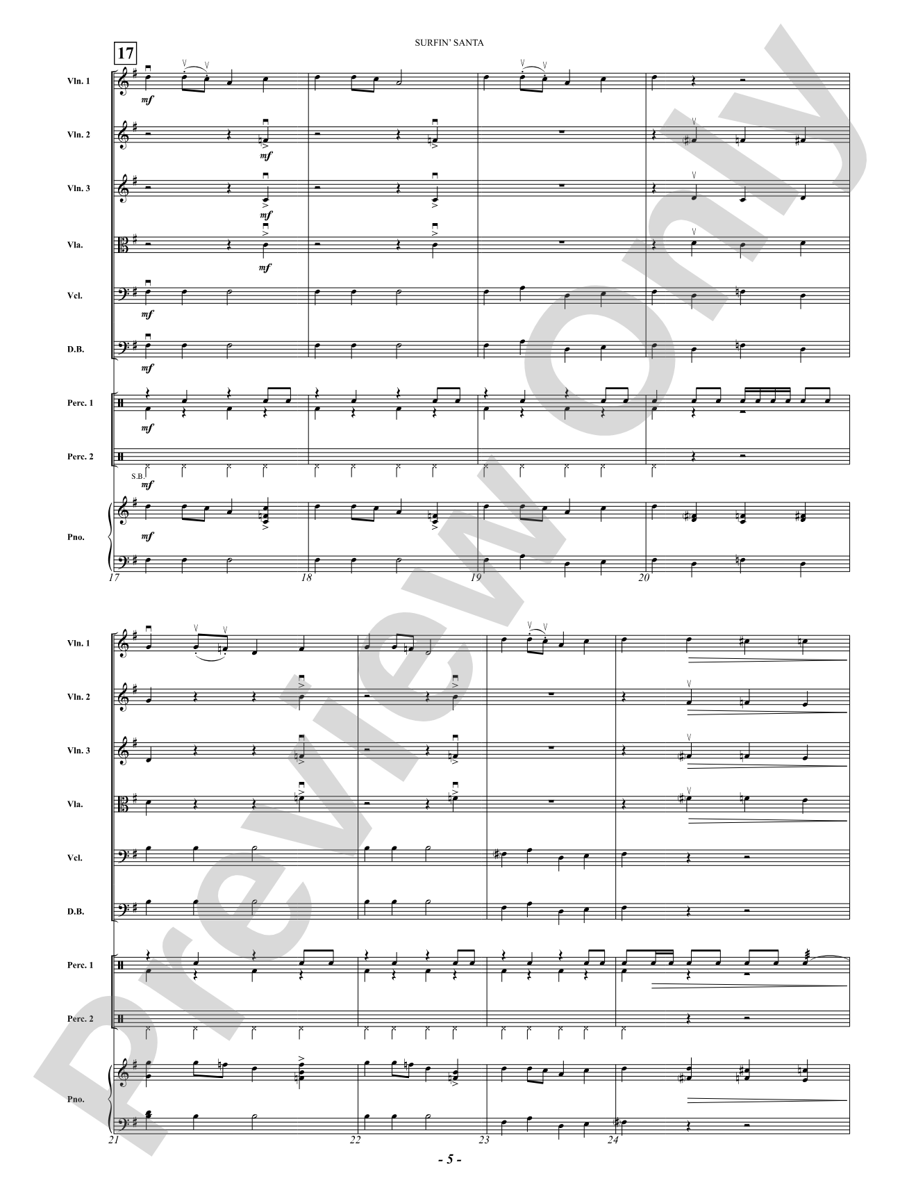 Surfin' Santa: String Orchestra Conductor Score & Parts