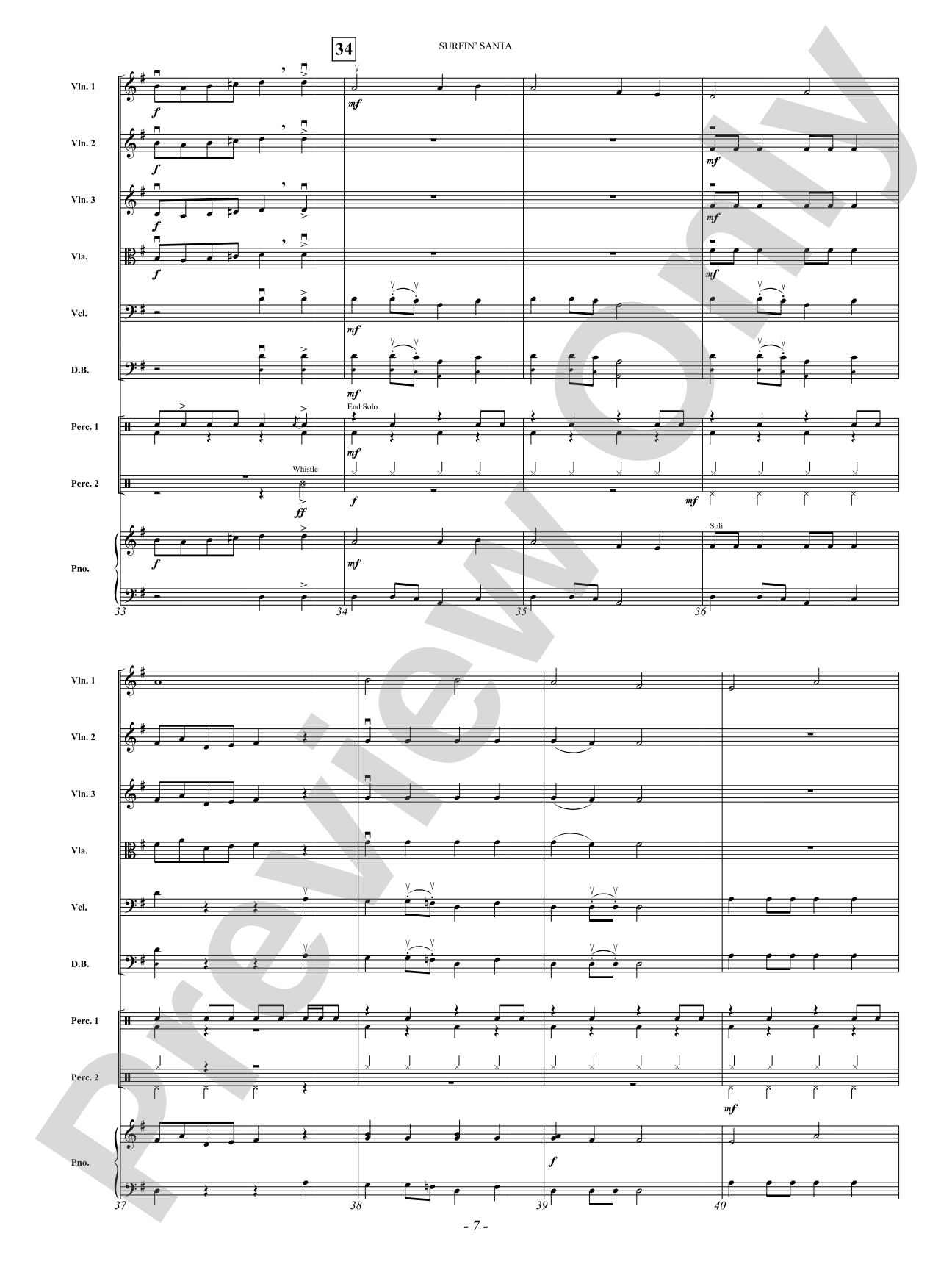 Surfin' Santa: String Orchestra Conductor Score & Parts
