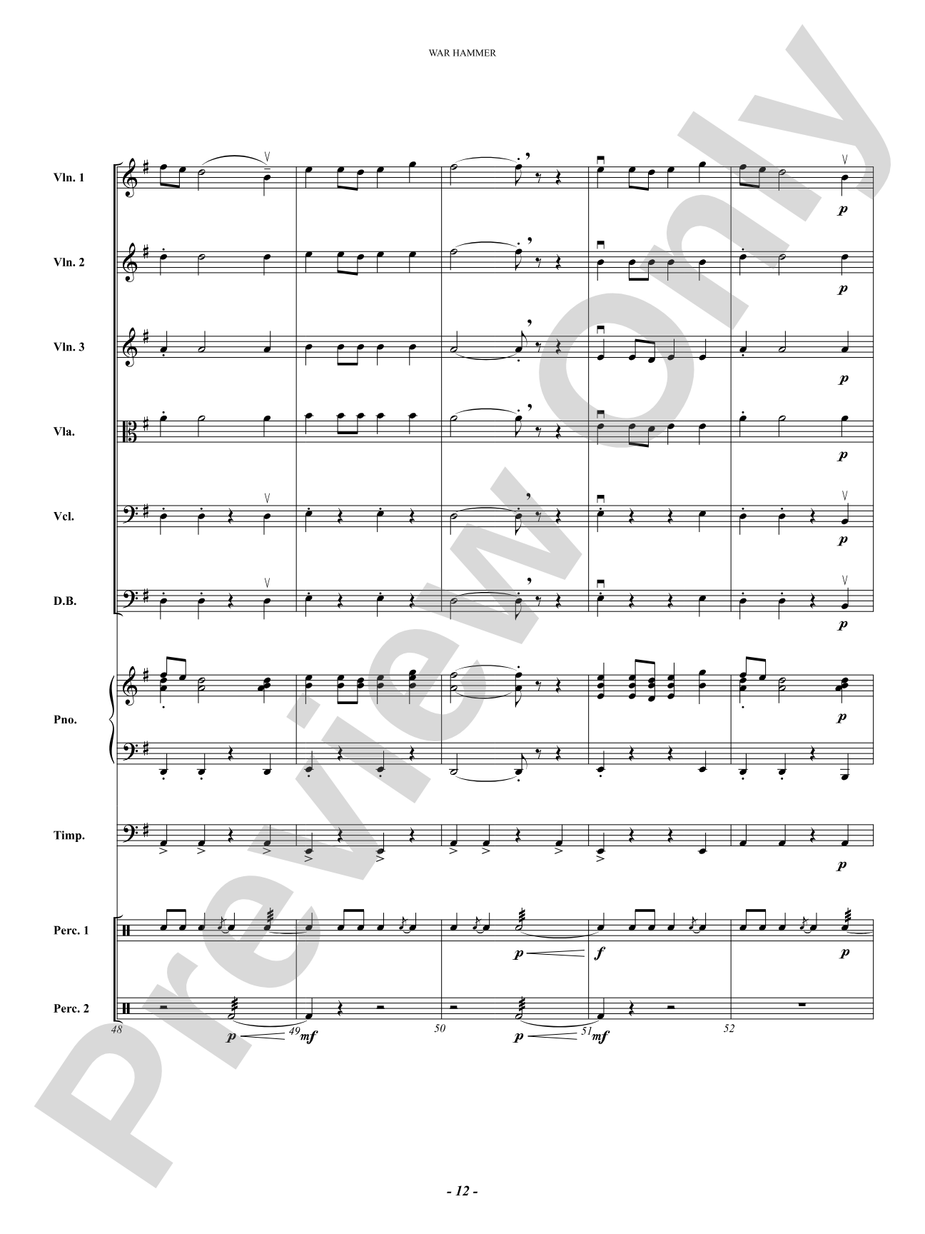 War Hammer: String Orchestra Conductor Score & Parts
