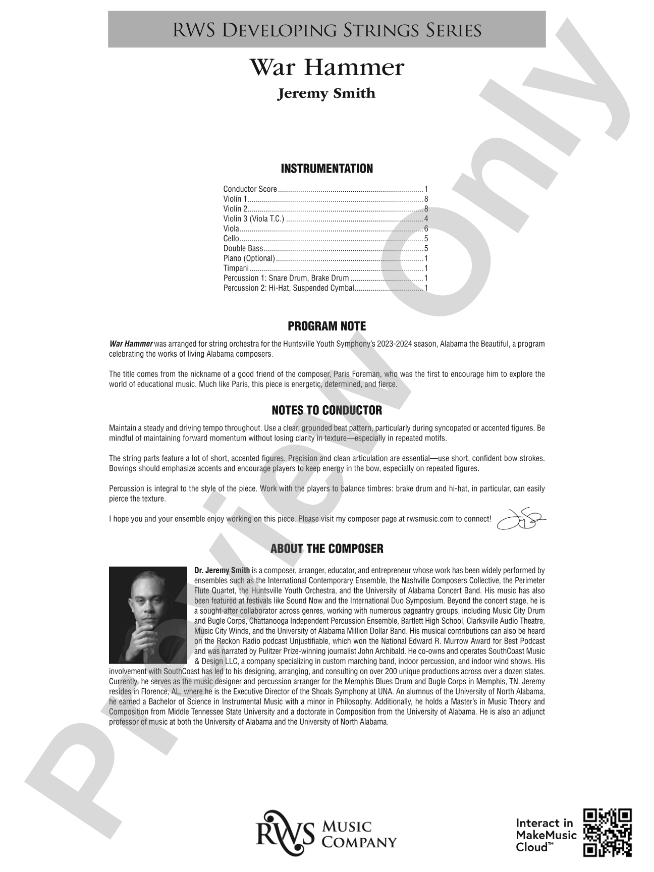 War Hammer: String Orchestra Conductor Score & Parts