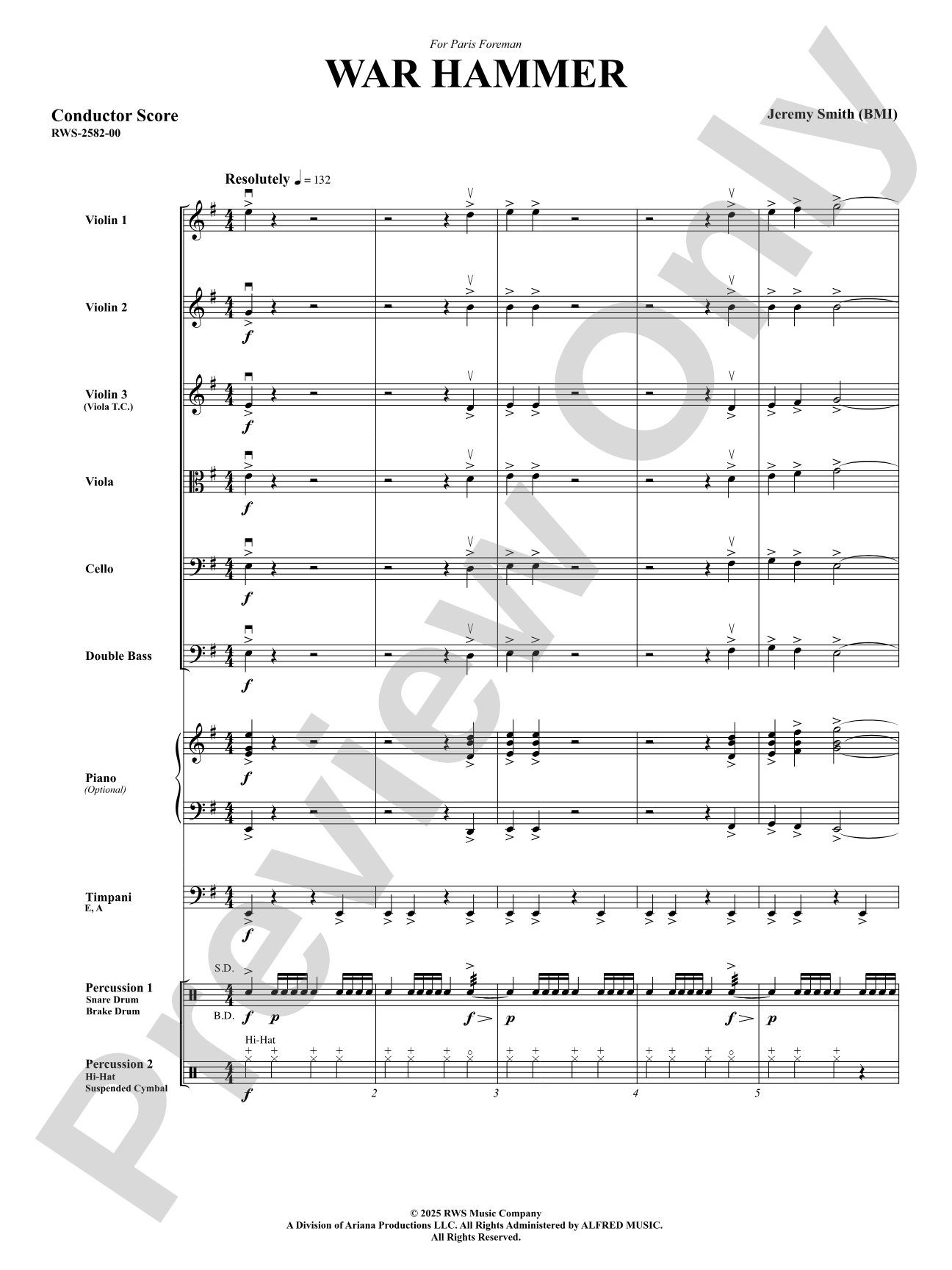 War Hammer: String Orchestra Conductor Score & Parts