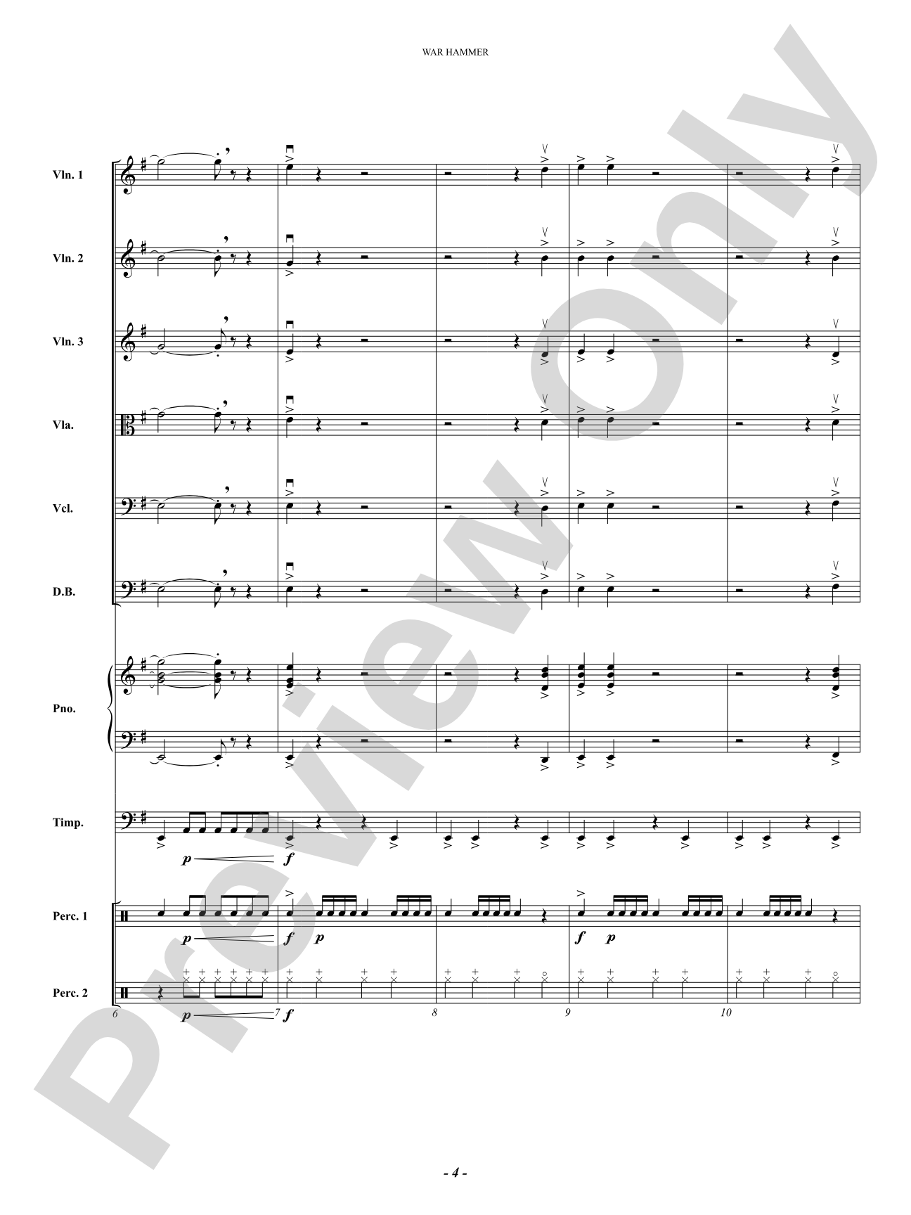War Hammer: String Orchestra Conductor Score & Parts