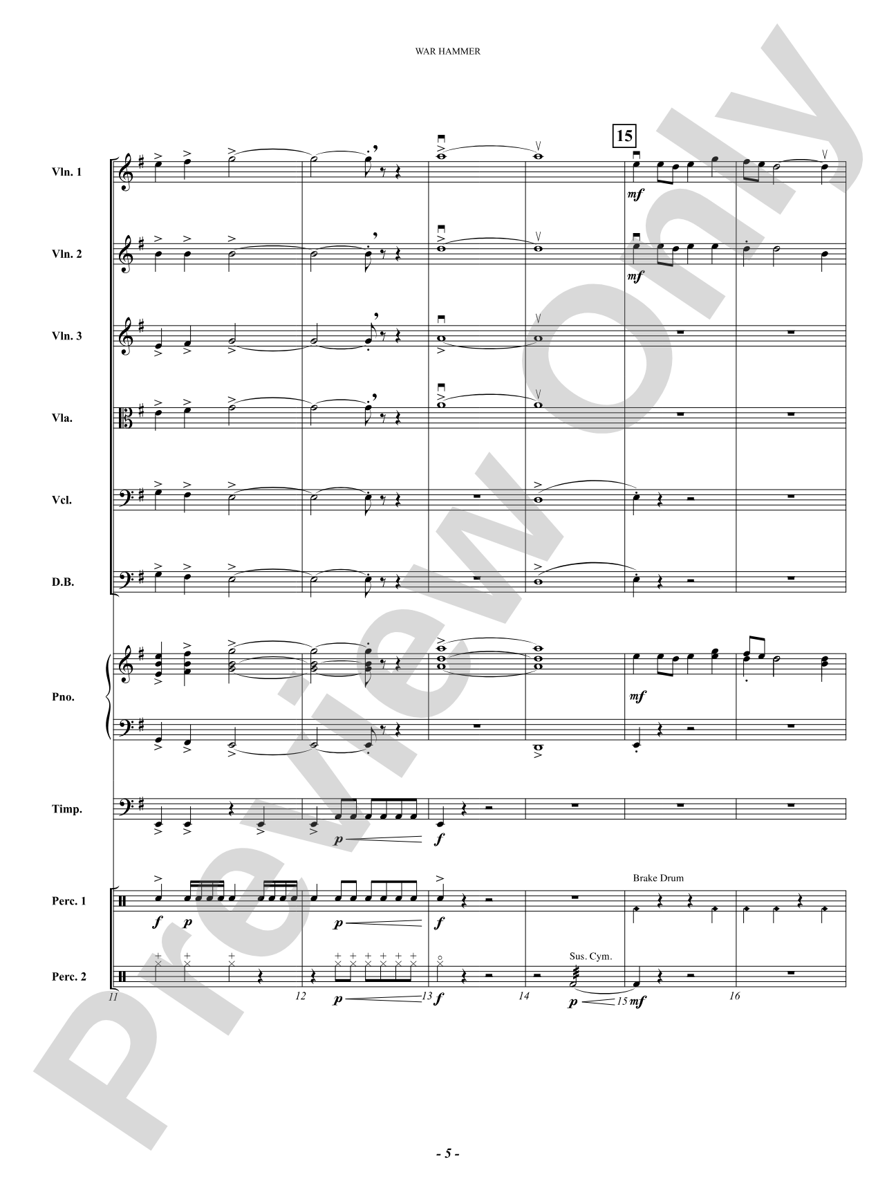 War Hammer: String Orchestra Conductor Score & Parts