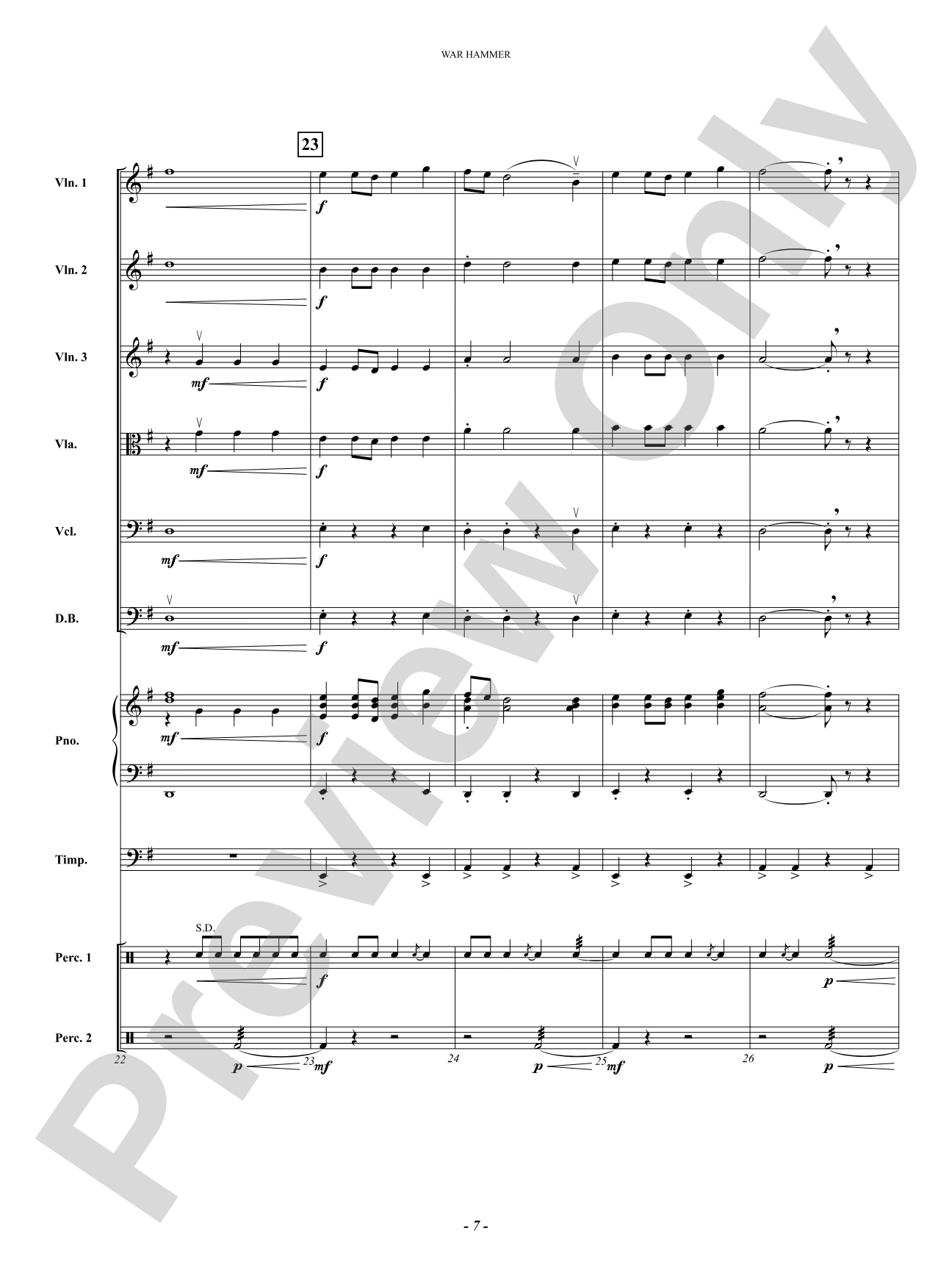 War Hammer: String Orchestra Conductor Score & Parts