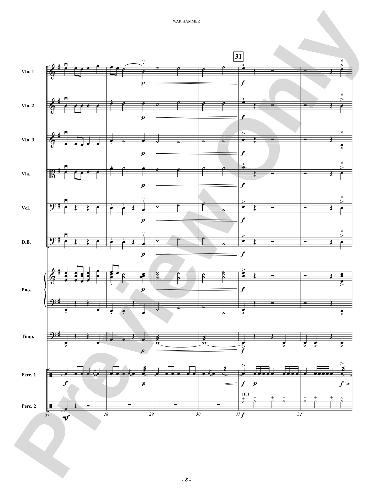 War Hammer: String Orchestra Conductor Score & Parts