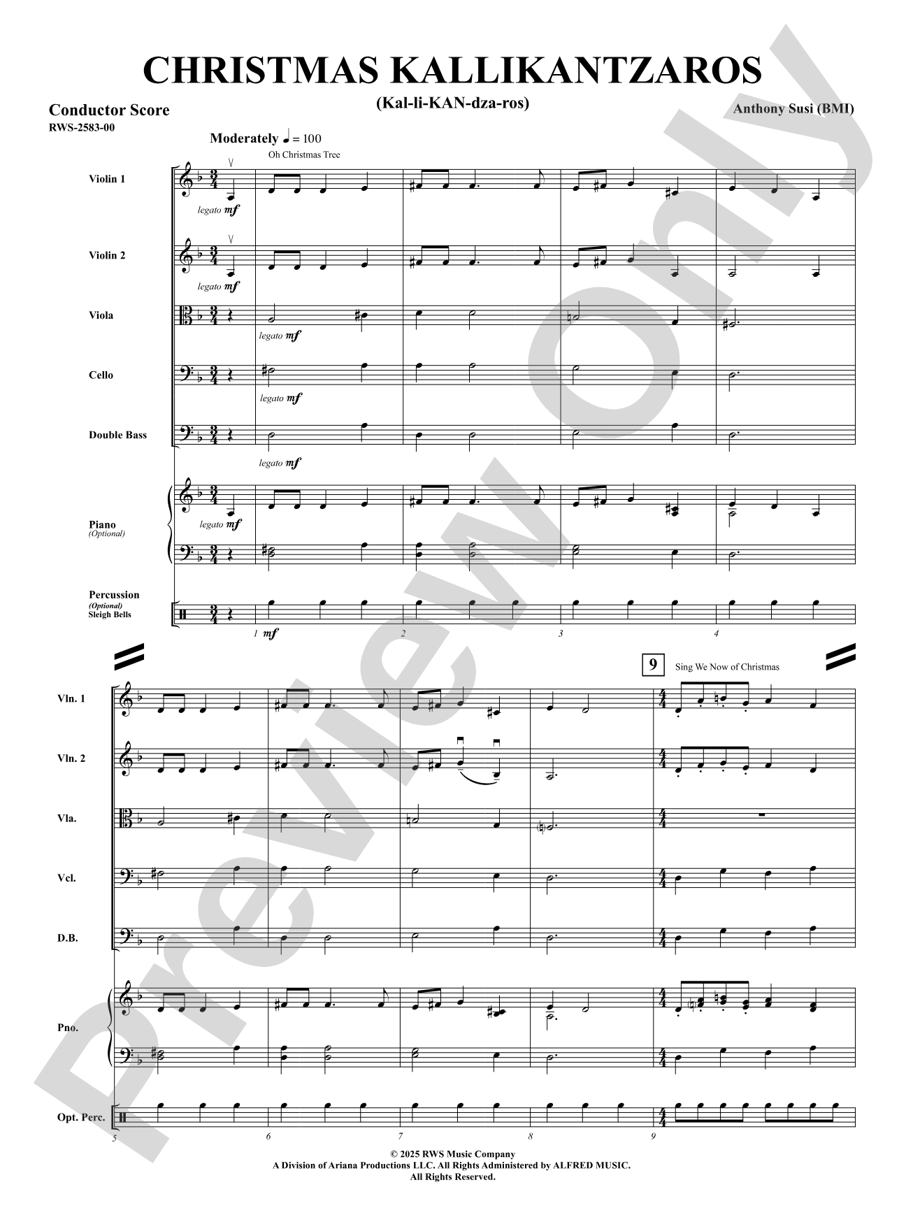 Christmas Kallikantzaros (Kal-li-KAN-dza-ros): String Orchestra Conductor Score & Parts