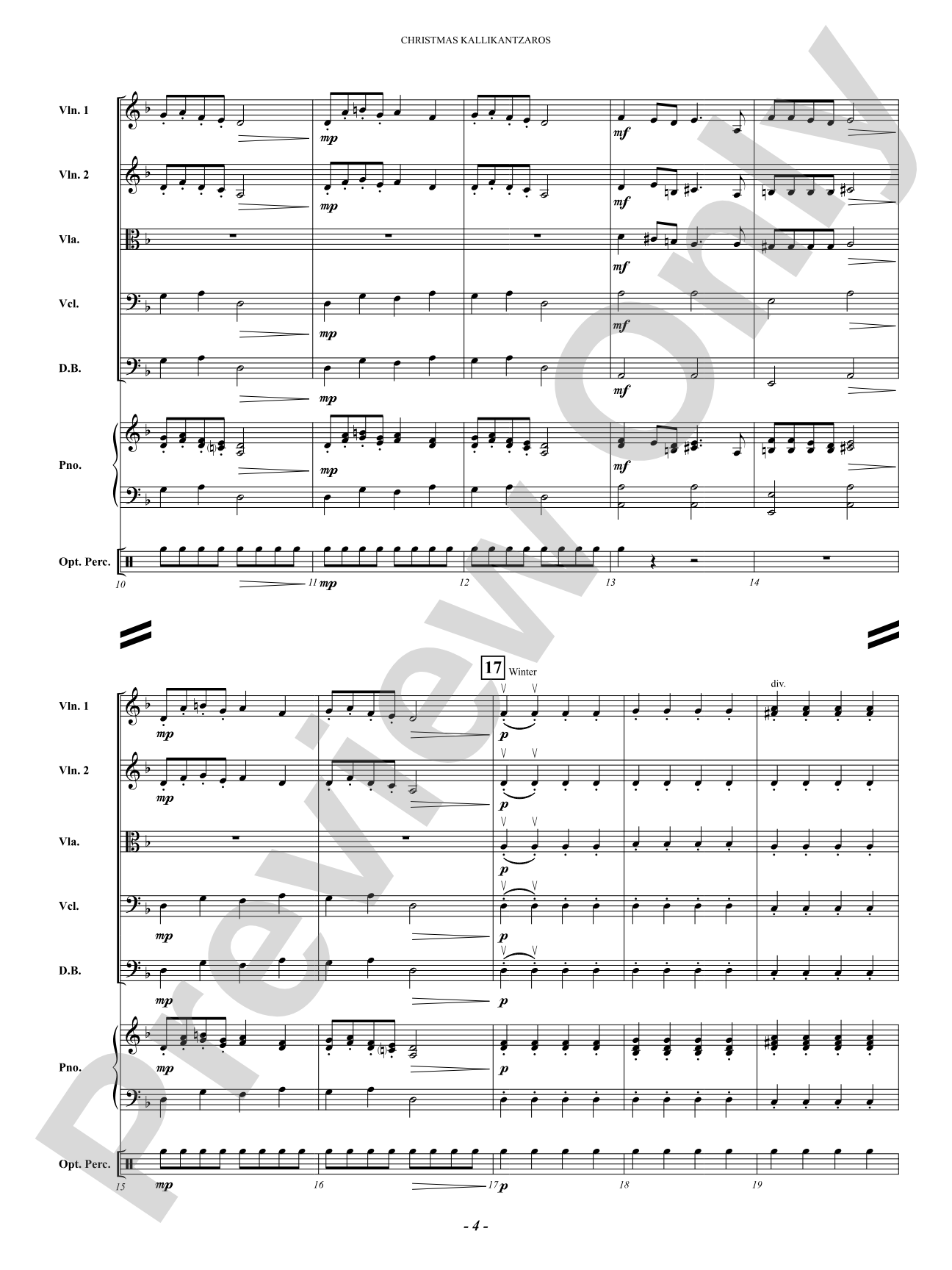 Christmas Kallikantzaros (Kal-li-KAN-dza-ros): String Orchestra Conductor Score & Parts