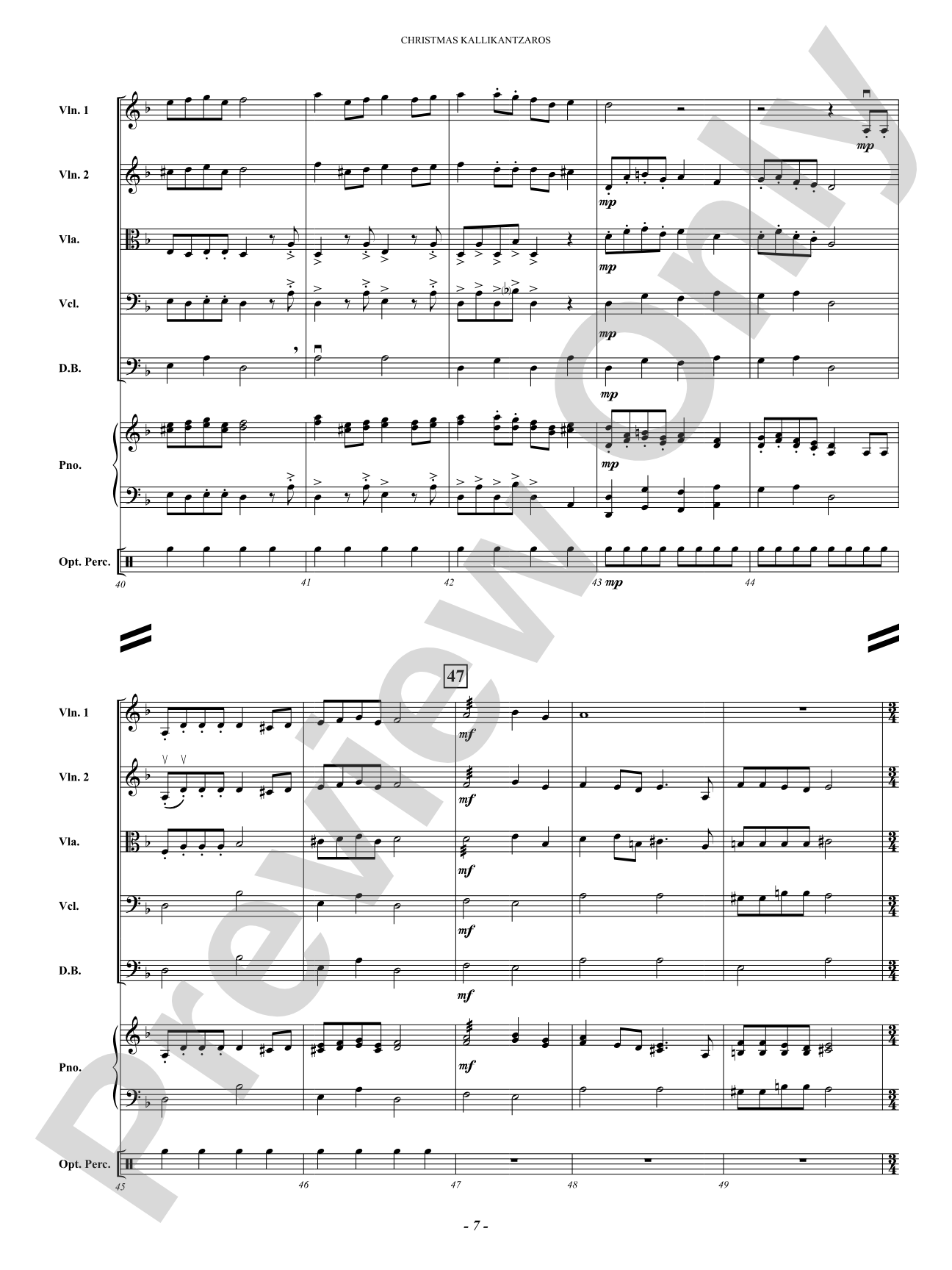 Christmas Kallikantzaros (Kal-li-KAN-dza-ros): String Orchestra Conductor Score & Parts