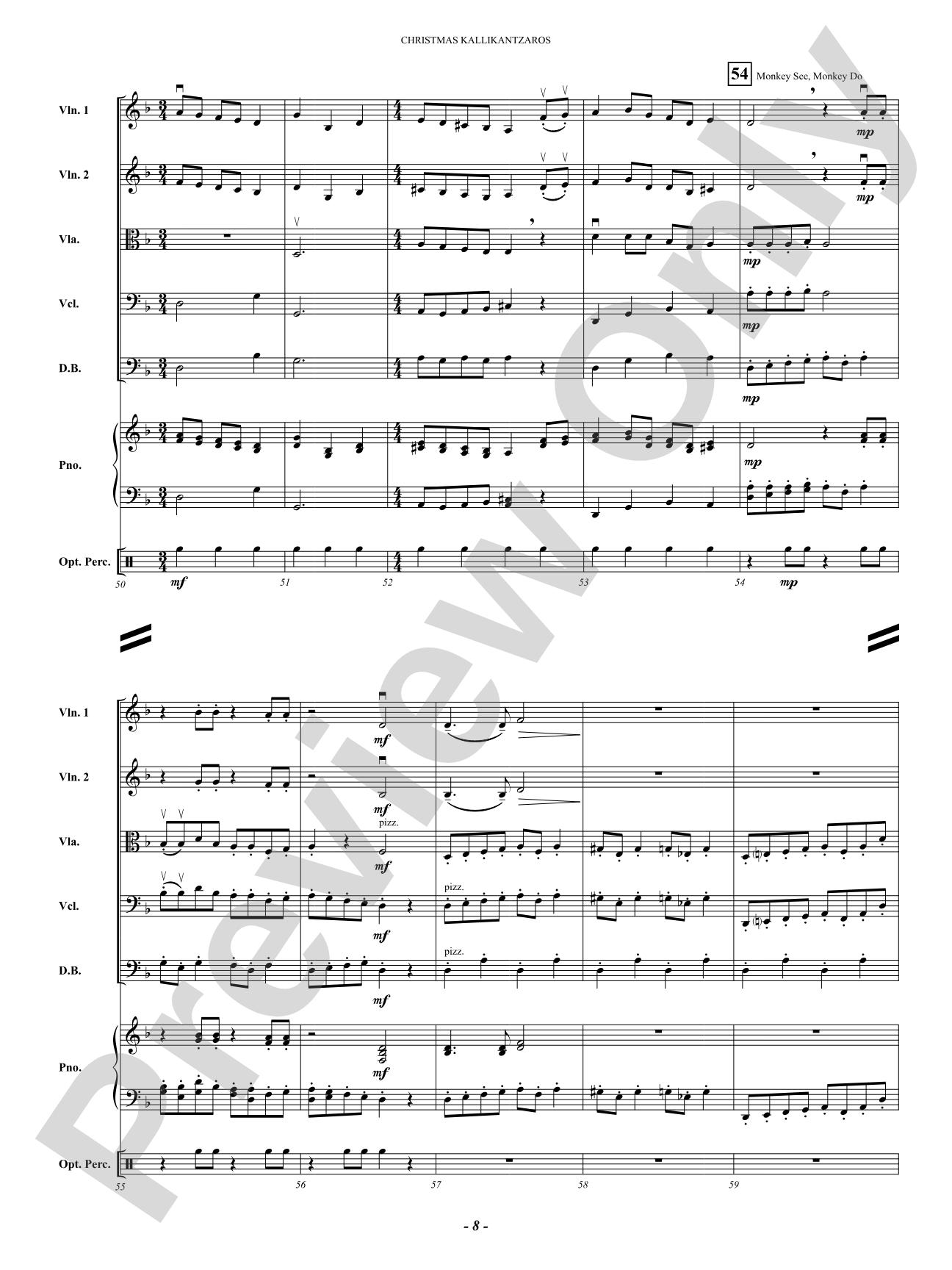 Christmas Kallikantzaros (Kal-li-KAN-dza-ros): String Orchestra Conductor Score & Parts