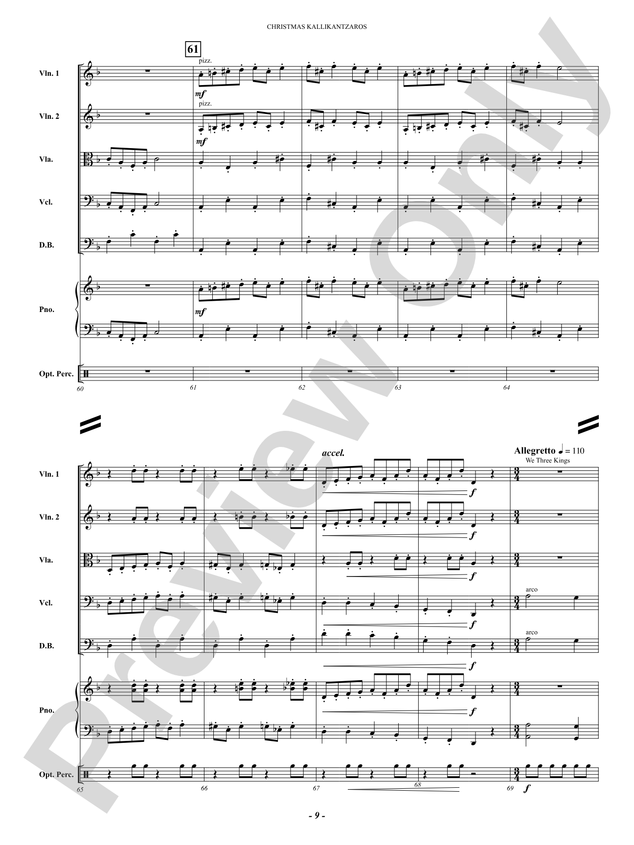 Christmas Kallikantzaros (Kal-li-KAN-dza-ros): String Orchestra Conductor Score & Parts