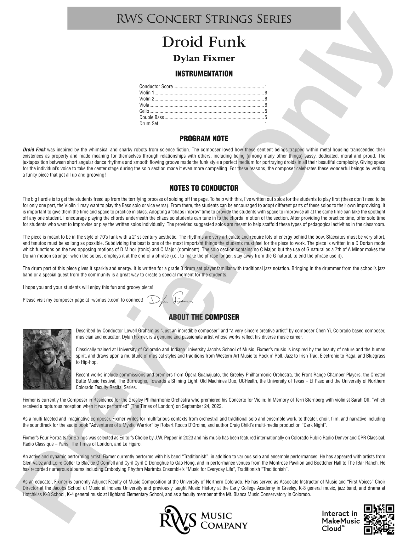 Droid Funk: String Orchestra Conductor Score & Parts