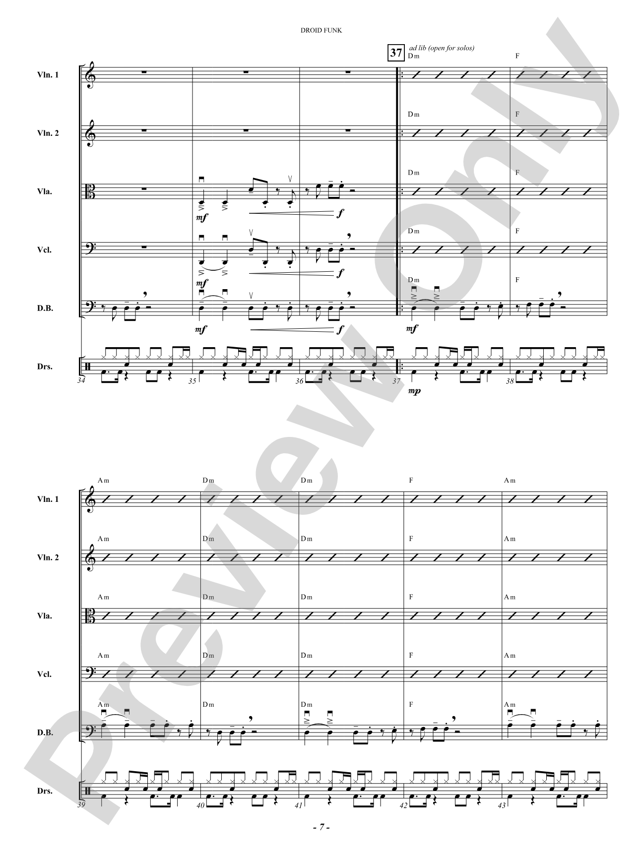 Droid Funk: String Orchestra Conductor Score & Parts