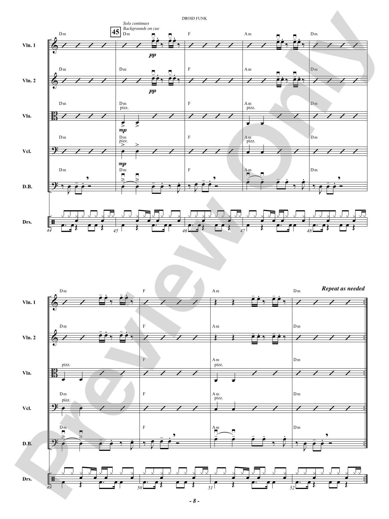 Droid Funk: String Orchestra Conductor Score & Parts