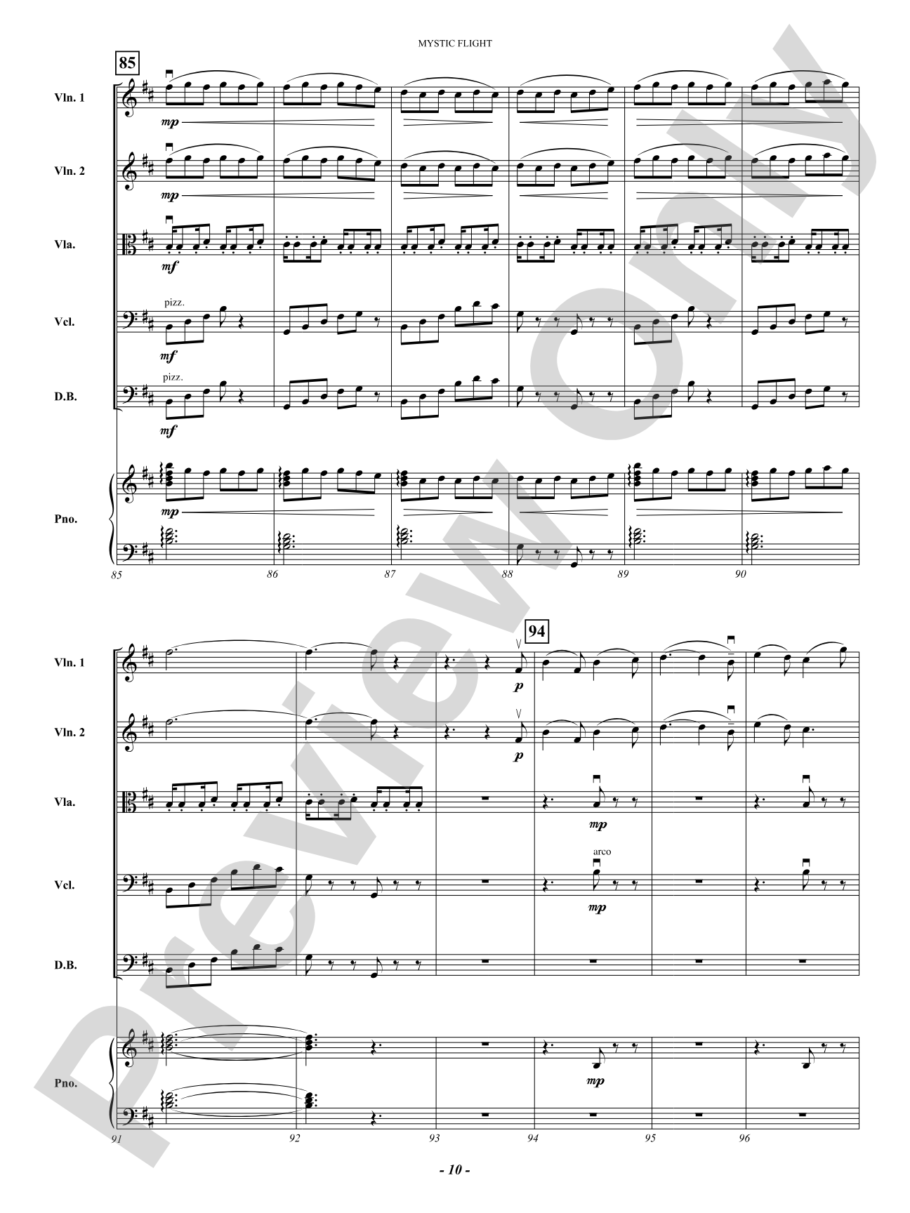 Mystic Flight: String Orchestra Conductor Score & Parts
