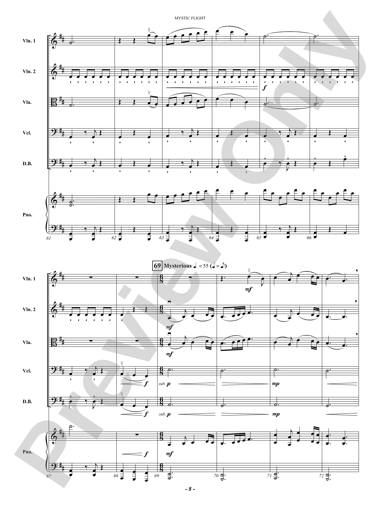 Mystic Flight: String Orchestra Conductor Score & Parts