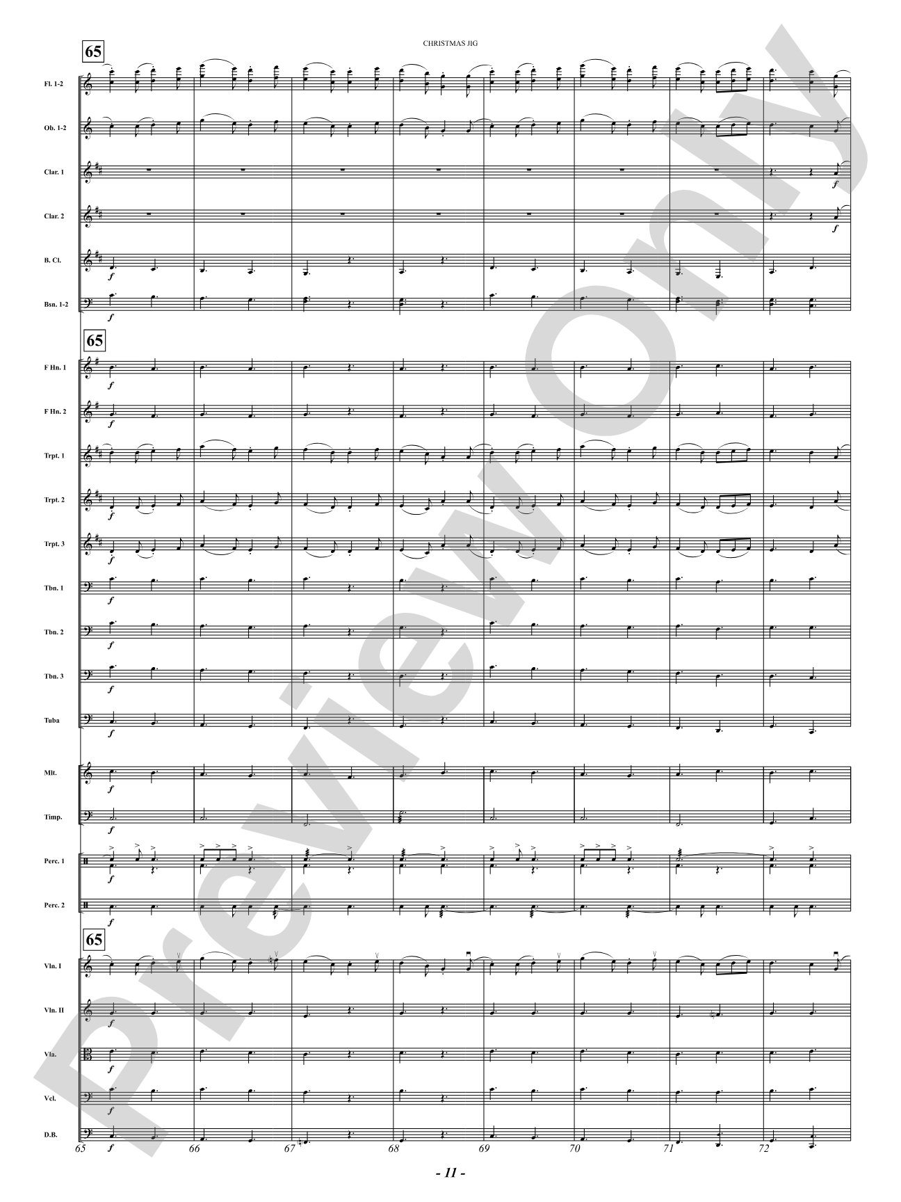 Christmas Jig (I Saw Three Ships, Behold a Simple Tender Babe, Sussex Carol): Full Orchestra Conductor Score & Parts